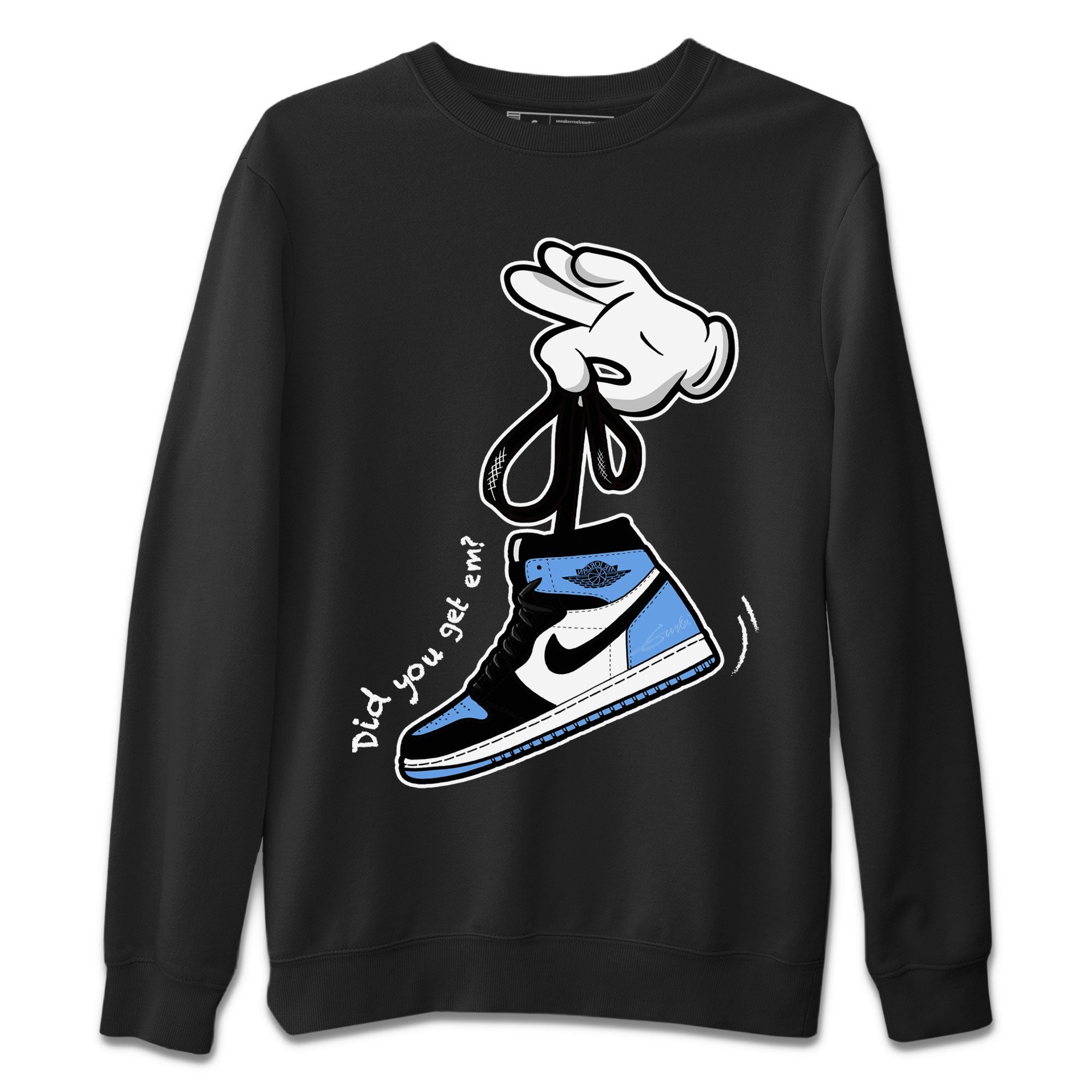 Air Jordan 1 Retro High OG UNC Toe shirt to match jordans Cartoon Hands Streetwear Sneaker Shirt UNC Toe 1s Drip Gear Zone Sneaker Matching Clothing Unisex Black 2 T-Shirt