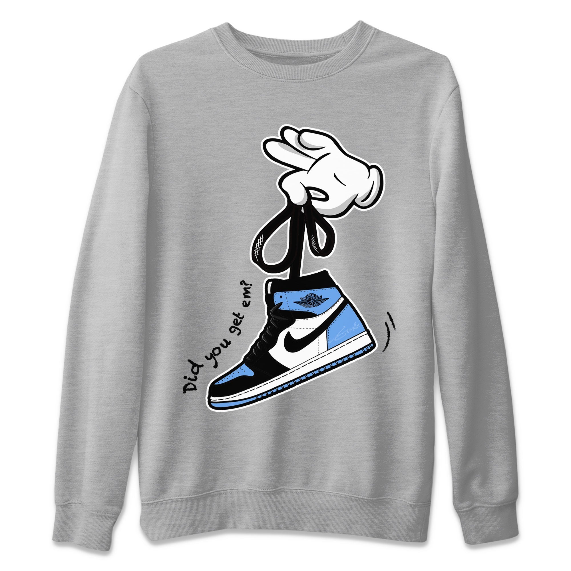 Air Jordan 1 Retro High OG UNC Toe shirt to match jordans Cartoon Hands Streetwear Sneaker Shirt UNC Toe 1s Drip Gear Zone Sneaker Matching Clothing Unisex Heather Grey 2 T-Shirt