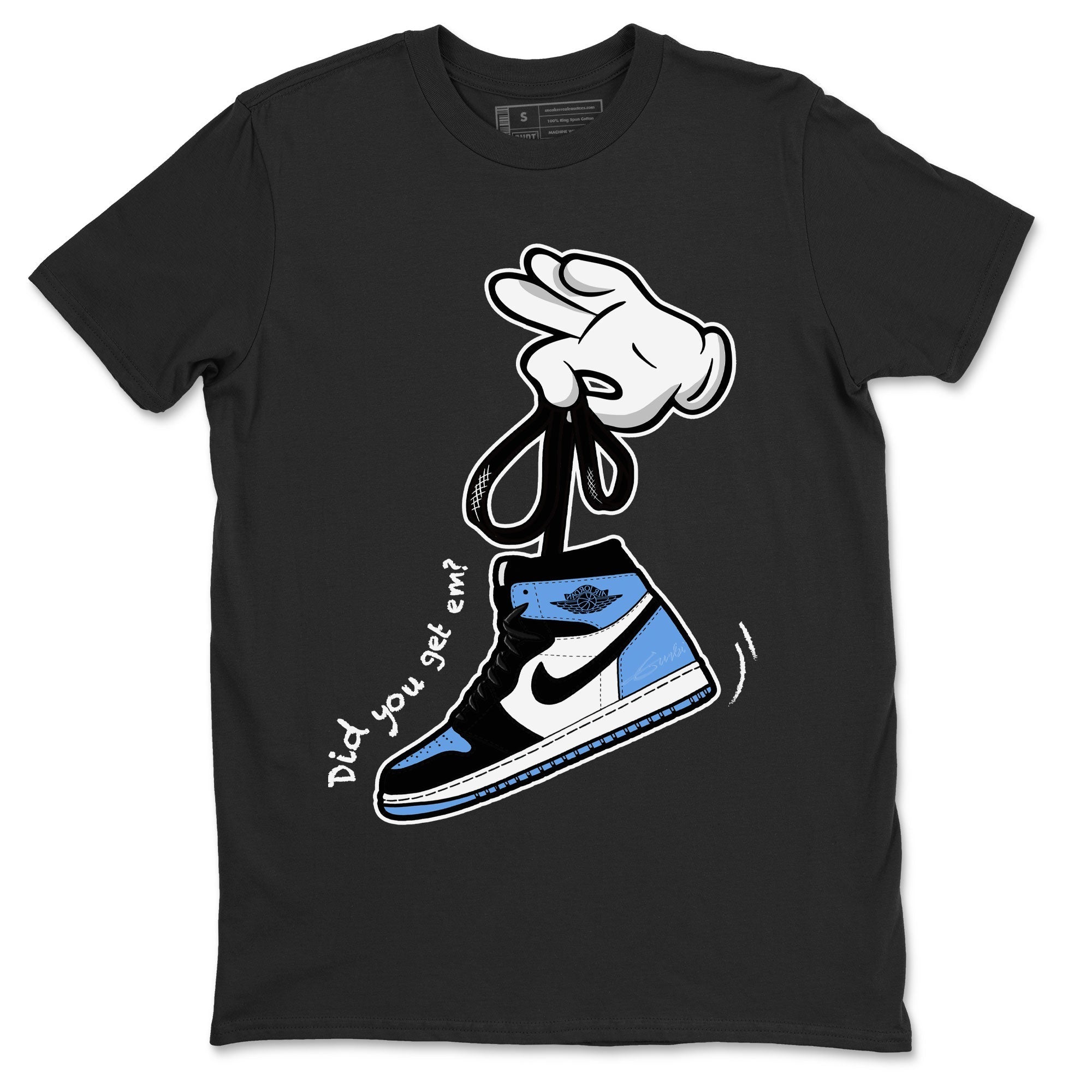 Air Jordan 1 Retro High OG UNC Toe shirt to match jordans Cartoon Hands Streetwear Sneaker Shirt UNC Toe 1s Drip Gear Zone Sneaker Matching Clothing Unisex Black 2 T-Shirt