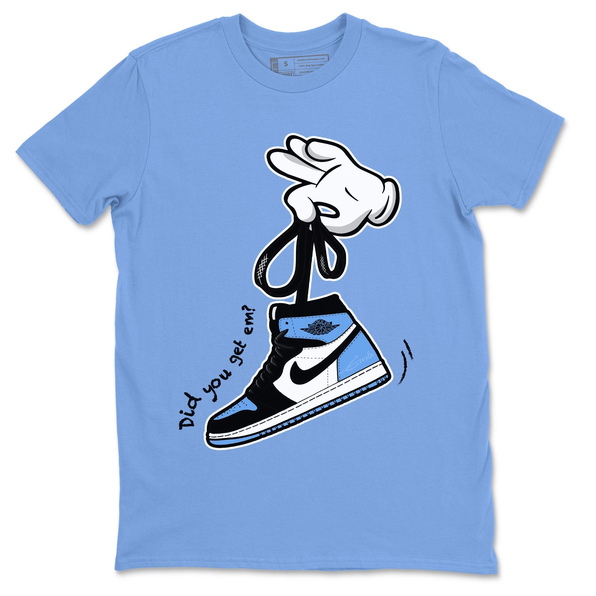 Air Jordan 1 Retro High OG UNC Toe shirt to match jordans Cartoon Hands Streetwear Sneaker Shirt UNC Toe 1s Drip Gear Zone Sneaker Matching Clothing Unisex Carolina Blue 2 T-Shirt