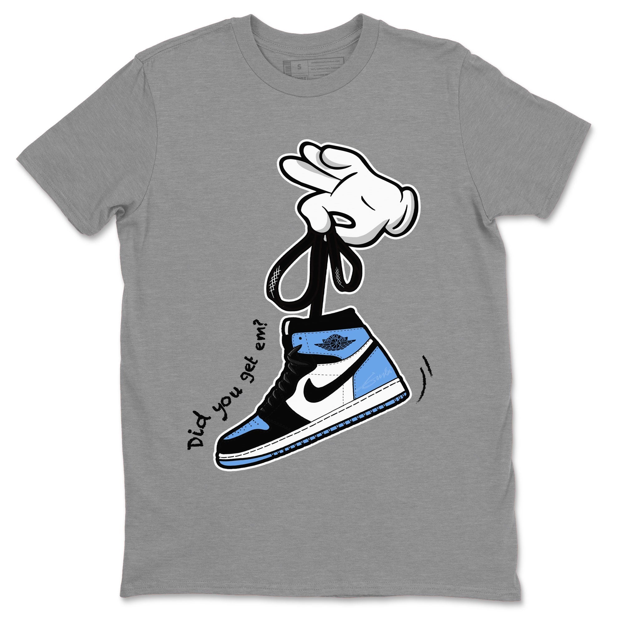 Air Jordan 1 Retro High OG UNC Toe shirt to match jordans Cartoon Hands Streetwear Sneaker Shirt UNC Toe 1s Drip Gear Zone Sneaker Matching Clothing Unisex Heather Grey 2 T-Shirt