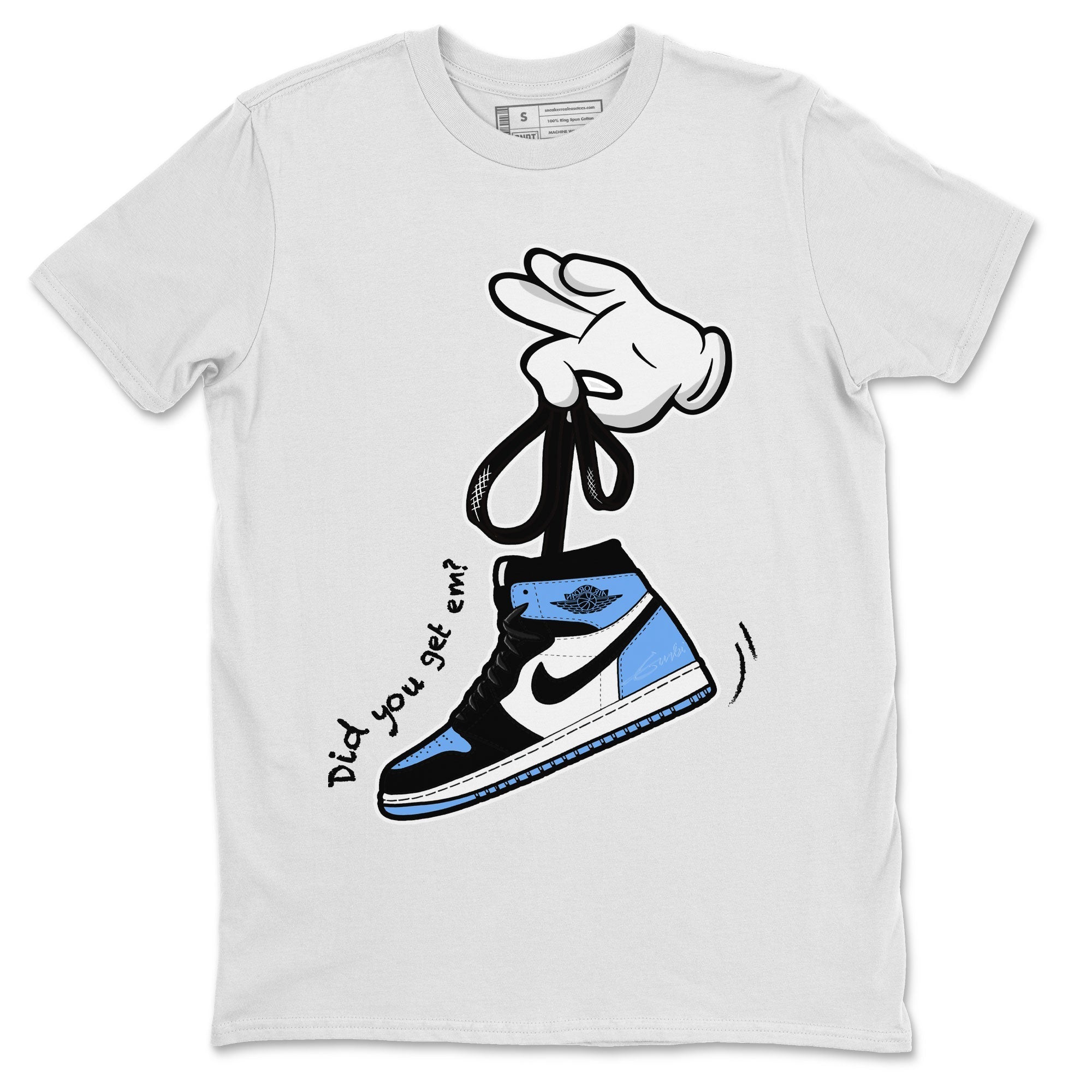 Air Jordan 1 Retro High OG UNC Toe shirt to match jordans Cartoon Hands Streetwear Sneaker Shirt UNC Toe 1s Drip Gear Zone Sneaker Matching Clothing Unisex White 2 T-Shirt