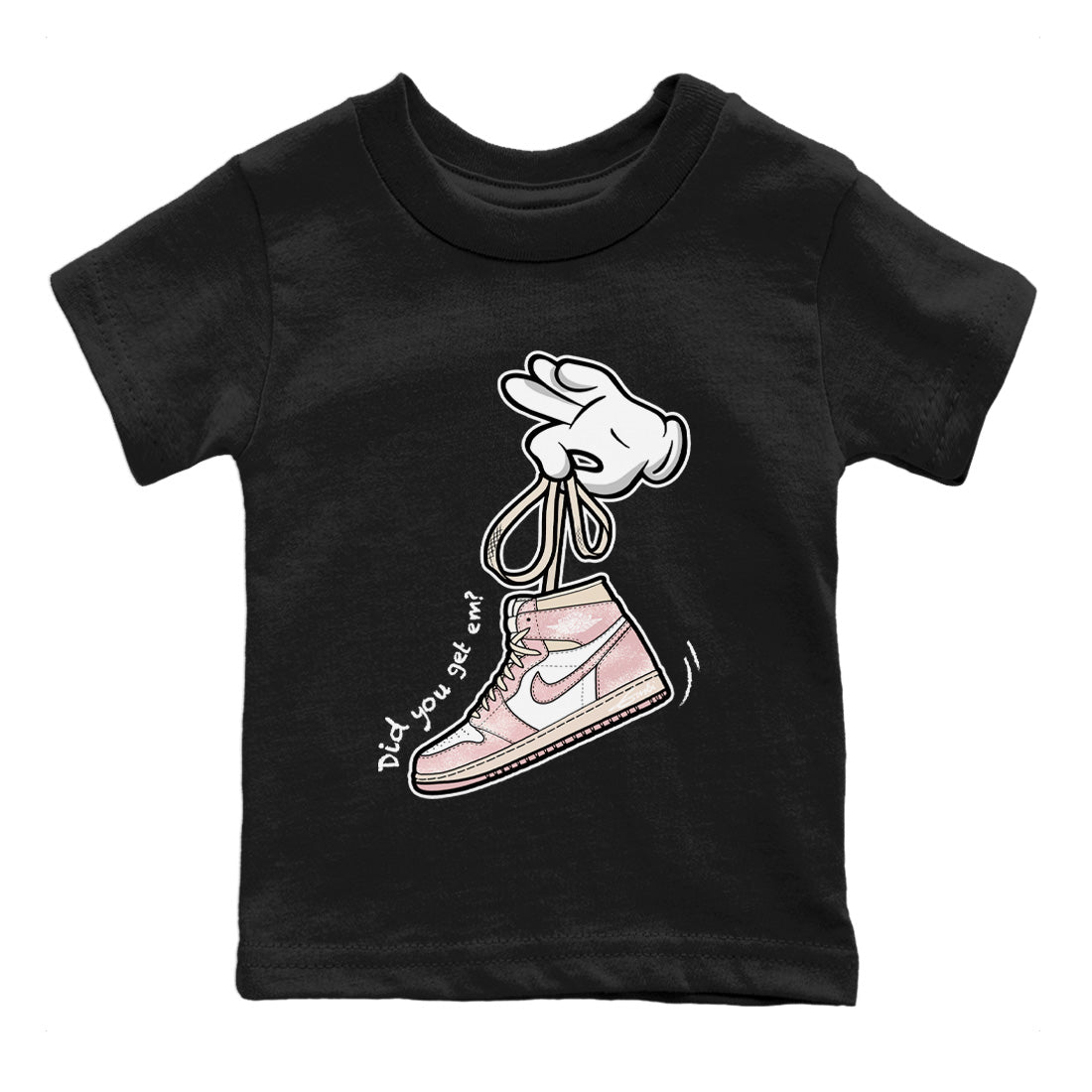 Air Jordan 1 Washed Pink Sneaker Match Tees Cartoon Hands Streetwear Sneaker Shirt Air Jordan 1 High OG WMNS Washed Pink Sneaker Release Tees Kids Shirts Black 2
