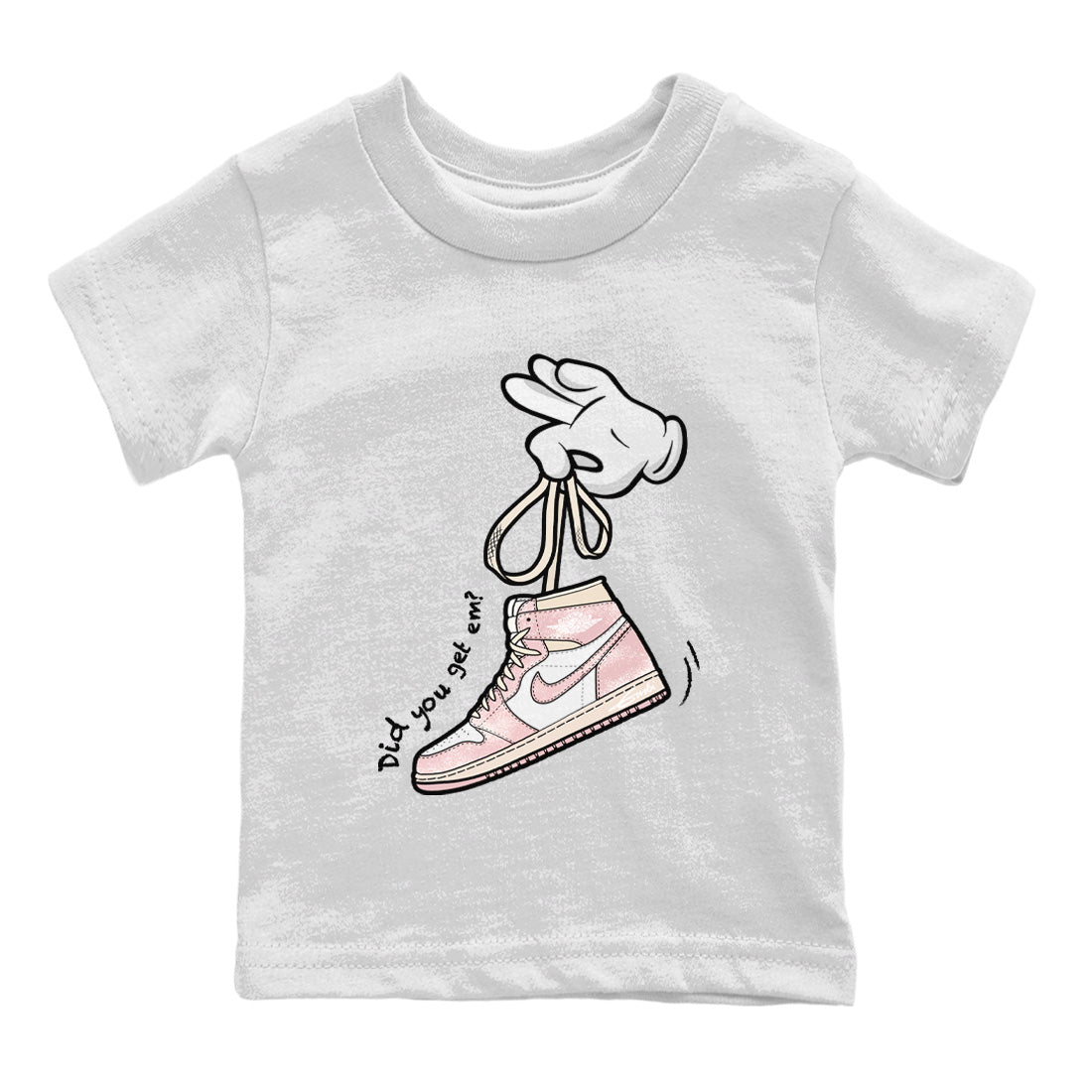 Air Jordan 1 Washed Pink Sneaker Match Tees Cartoon Hands Streetwear Sneaker Shirt Air Jordan 1 High OG WMNS Washed Pink Sneaker Release Tees Kids Shirts White 2