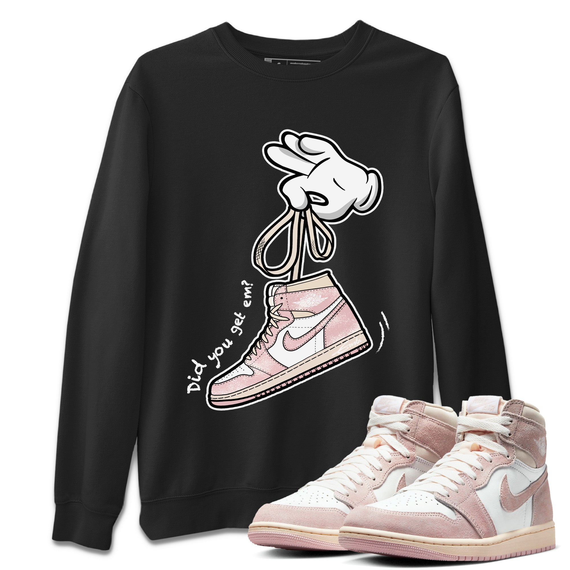 Air Jordan 1 Washed Pink Sneaker Match Tees Cartoon Hands Streetwear Sneaker Shirt Air Jordan 1 High OG WMNS Washed Pink Sneaker Release Tees Unisex Shirts Black 1
