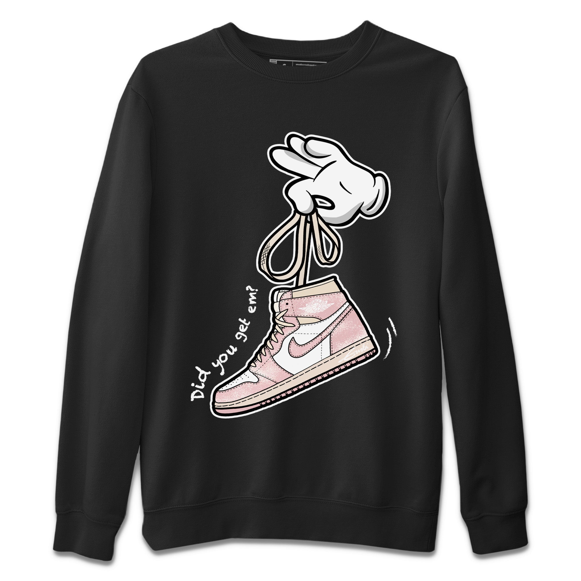 Air Jordan 1 Washed Pink Sneaker Match Tees Cartoon Hands Streetwear Sneaker Shirt Air Jordan 1 High OG WMNS Washed Pink Sneaker Release Tees Unisex Shirts Black 2