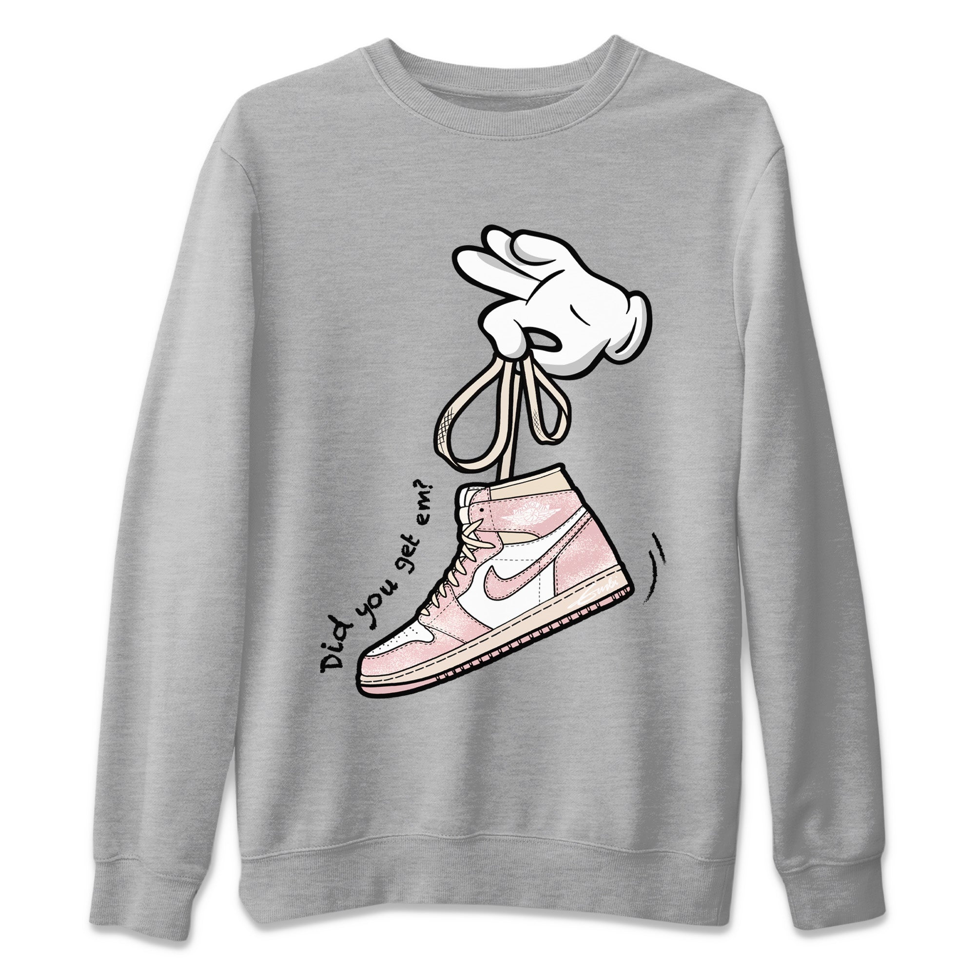 Air Jordan 1 Washed Pink Sneaker Match Tees Cartoon Hands Streetwear Sneaker Shirt Air Jordan 1 High OG WMNS Washed Pink Sneaker Release Tees Unisex Shirts Heather Grey 2