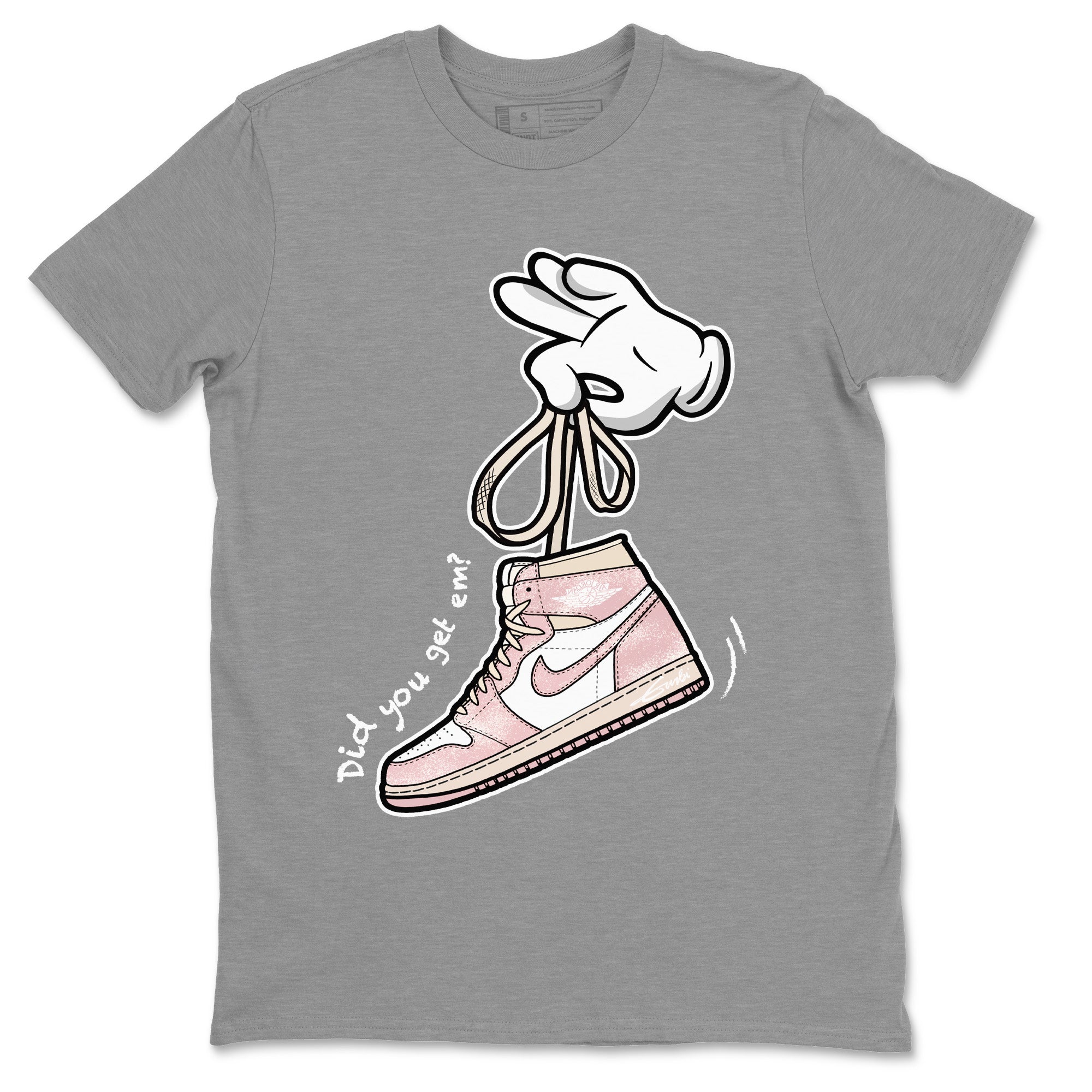 Air Jordan 1 Washed Pink Sneaker Match Tees Cartoon Hands Streetwear Sneaker Shirt Air Jordan 1 High OG WMNS Washed Pink Sneaker Release Tees Unisex Shirts Heather Grey 2