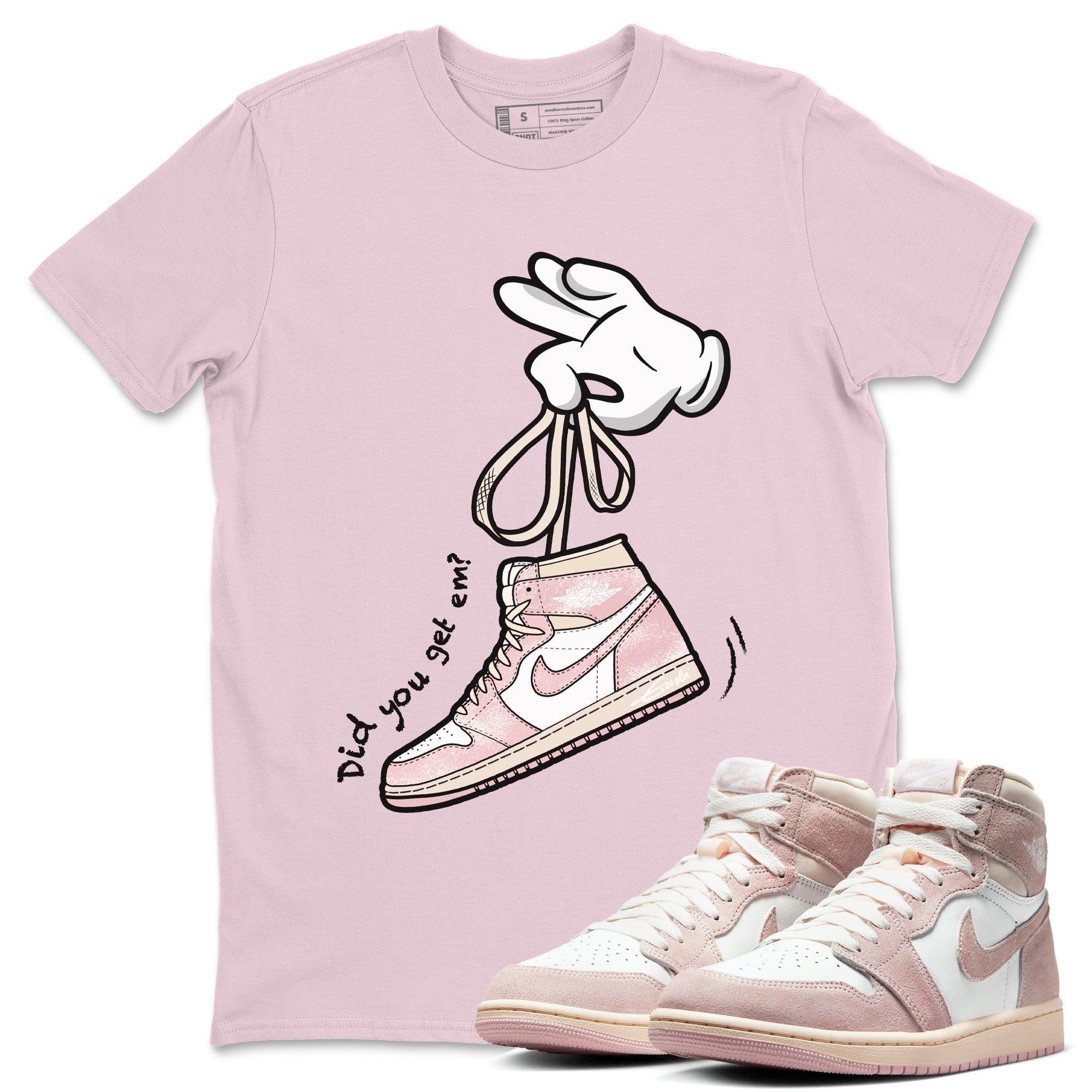 Air Jordan 1 Washed Pink Sneaker Match Tees Cartoon Hands Streetwear Sneaker Shirt Air Jordan 1 High OG WMNS Washed Pink Sneaker Release Tees Unisex Shirts Pink 1