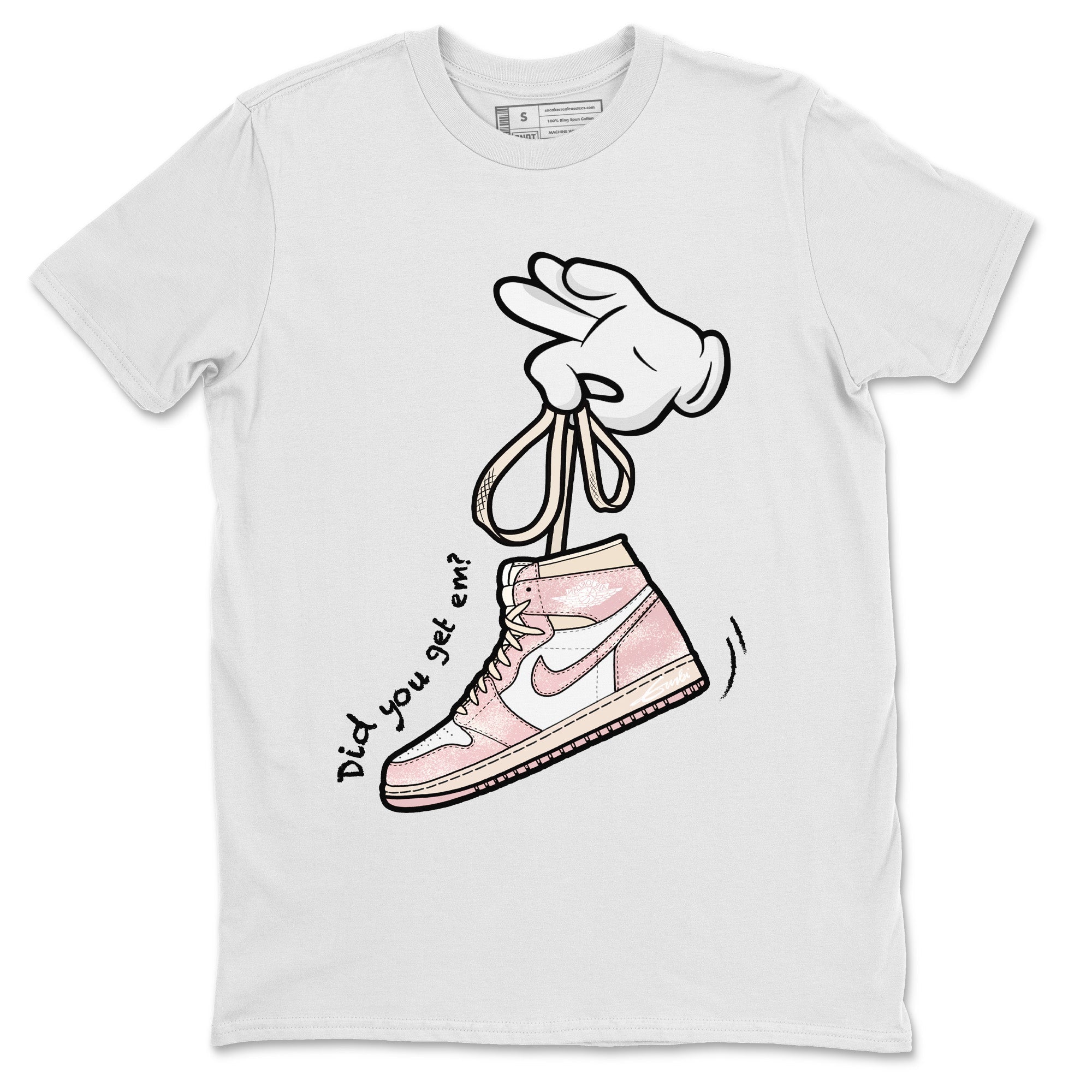 Air Jordan 1 Washed Pink Sneaker Match Tees Cartoon Hands Streetwear Sneaker Shirt Air Jordan 1 High OG WMNS Washed Pink Sneaker Release Tees Unisex Shirts White 2