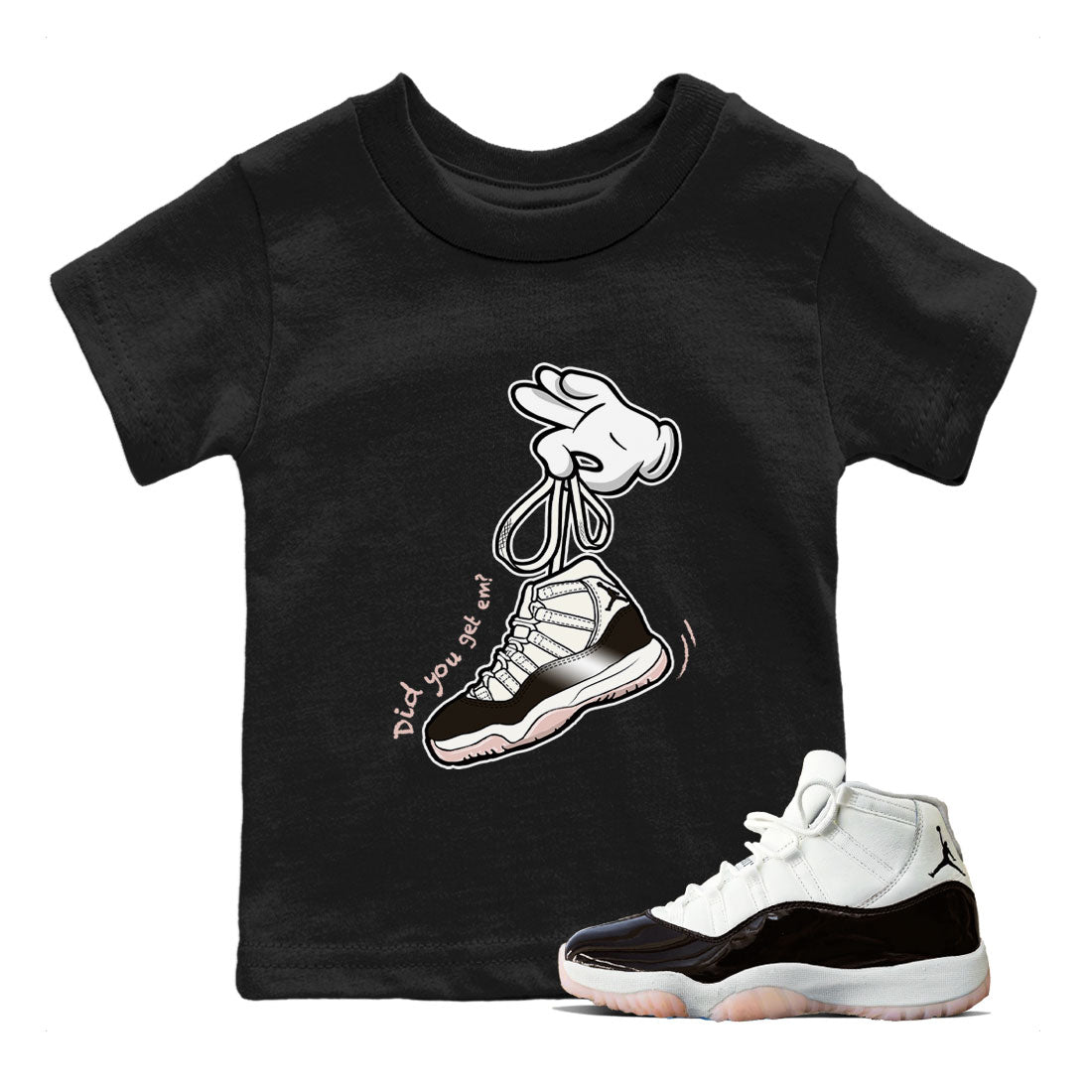 Air Jordan 11 Neapolitan sneaker shirt to match jordans Cartoon Hands sneaker tees Air Jordan 11 Neapolitan Drip Gear Zone Baby Toddler Black 1 T-Shirt