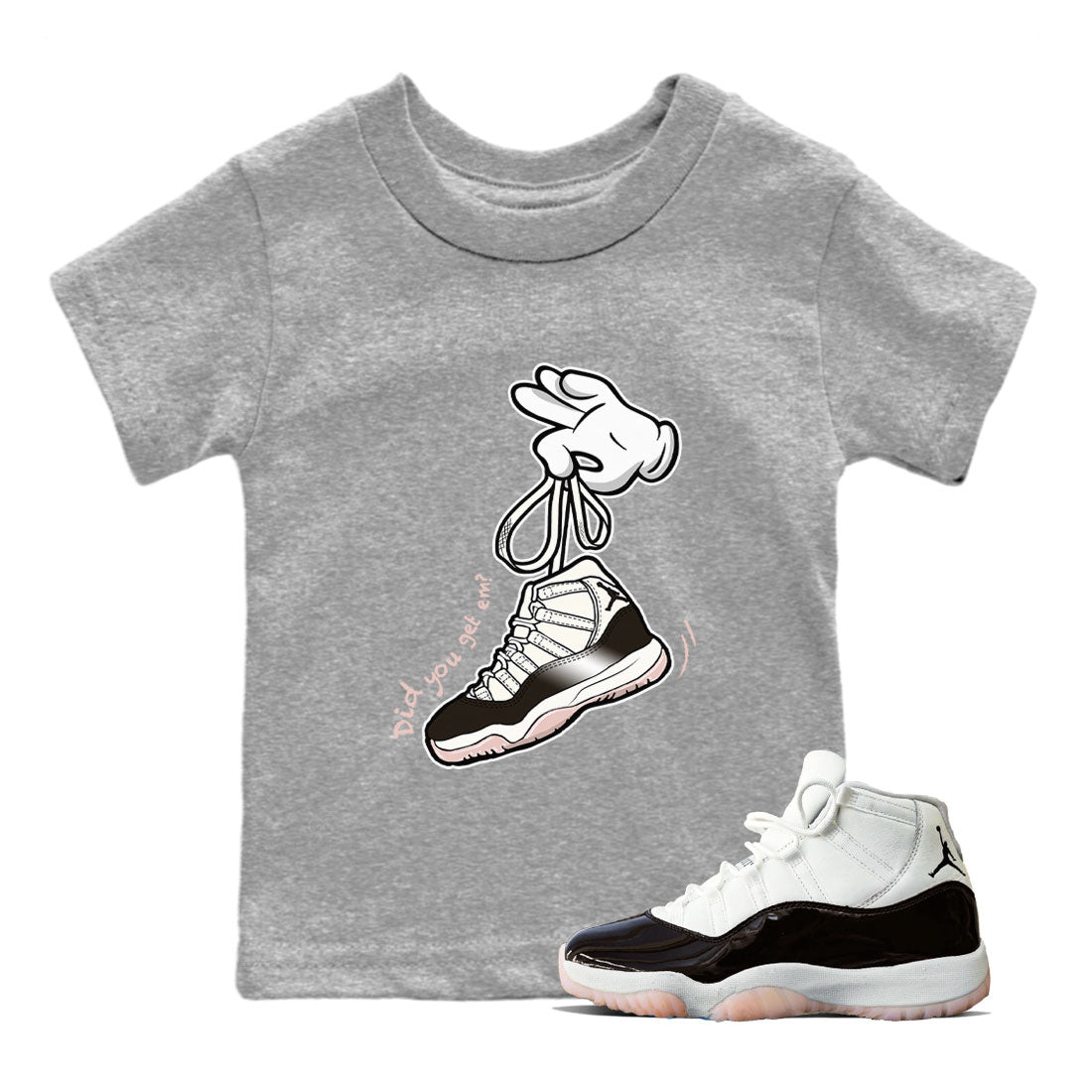 Air Jordan 11 Neapolitan sneaker shirt to match jordans Cartoon Hands sneaker tees Air Jordan 11 Neapolitan Drip Gear Zone Baby Toddler Heather Grey 1 T-Shirt