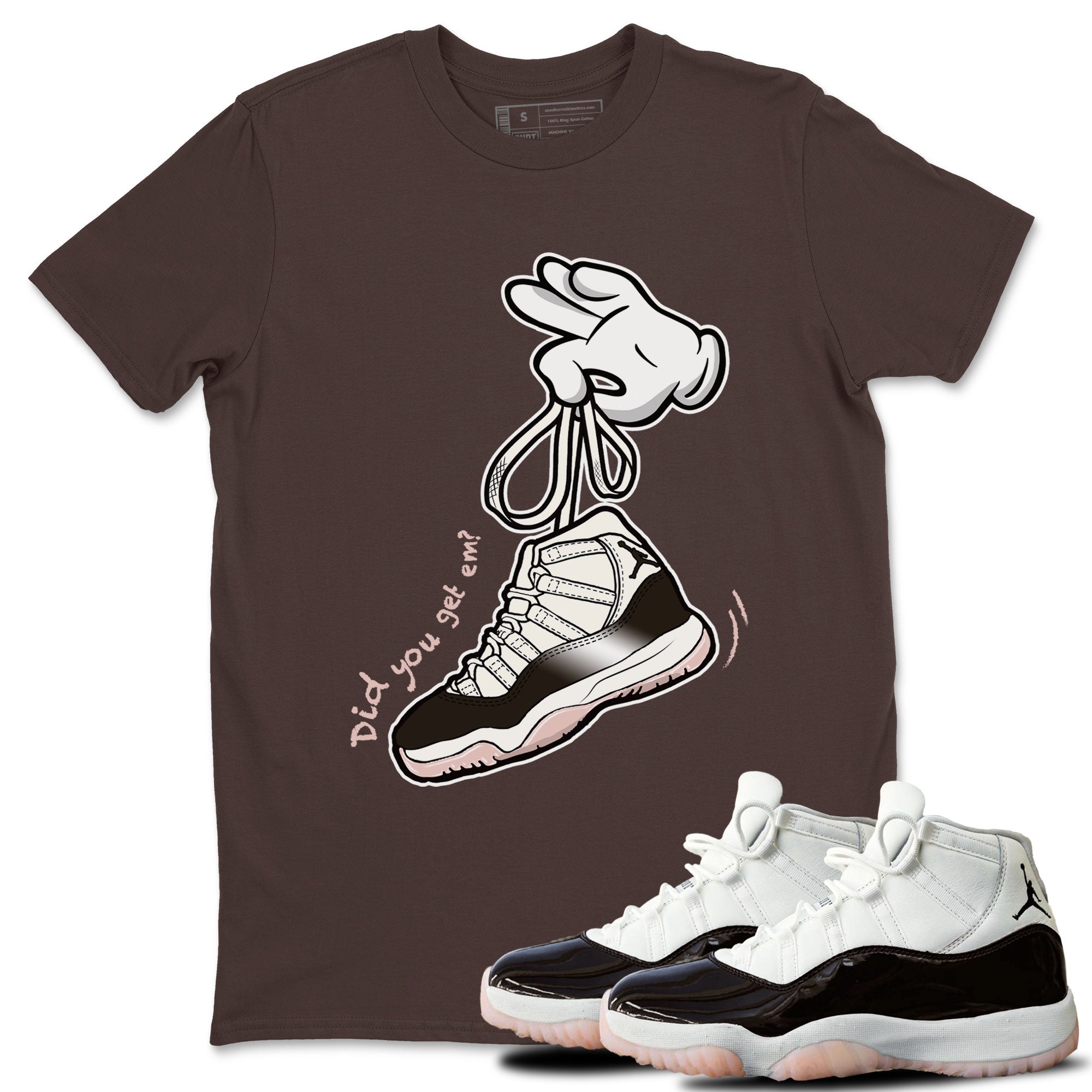 Air Jordan 11 Neapolitan sneaker shirt to match jordans Cartoon Hands sneaker tees Jordan 11 WMNS Neapolitan Drip Gear Zone Crew Neck Unisex Cotton Sneaker T-Shirt Dark Chocolate 1 T-Shirt