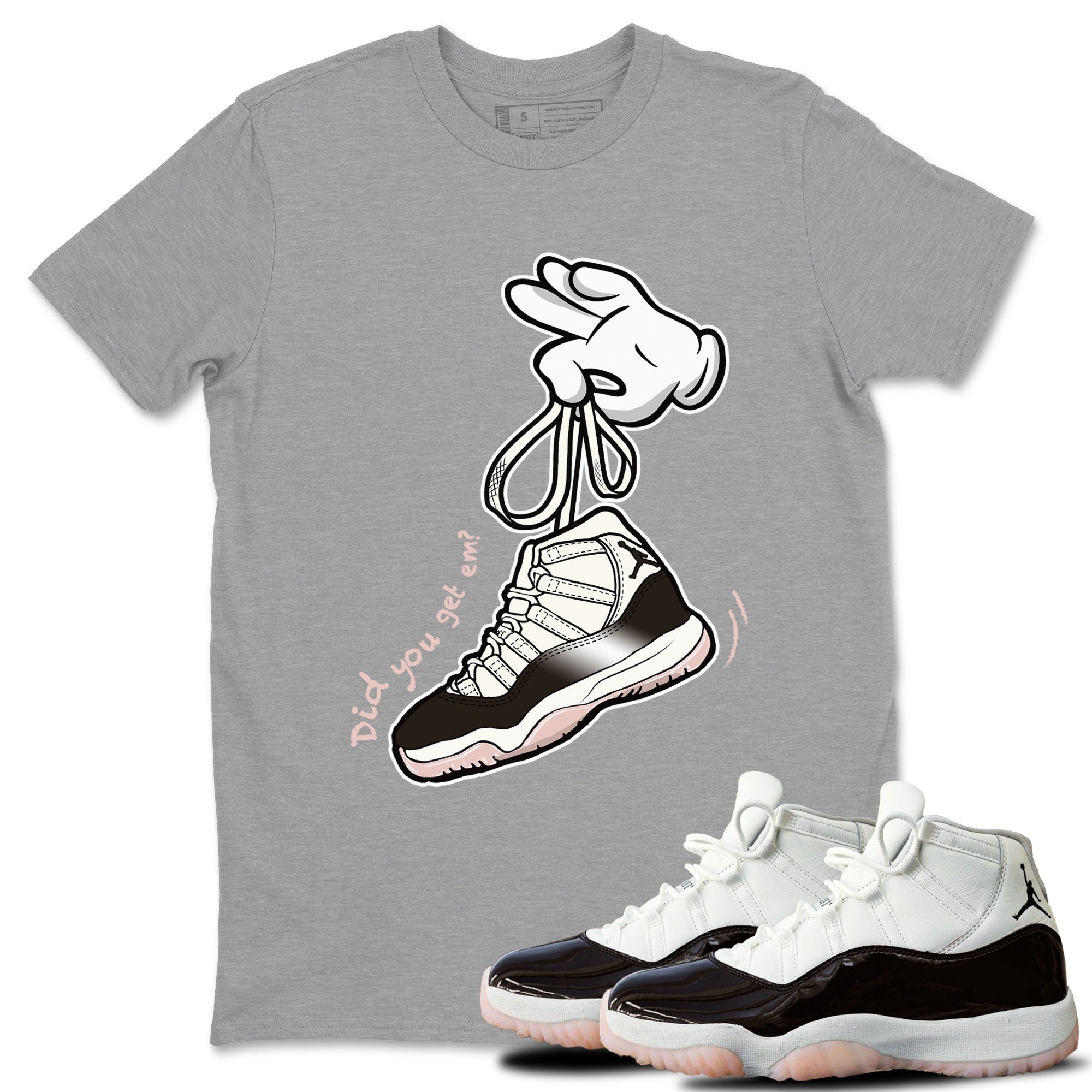 Air Jordan 11 Neapolitan sneaker shirt to match jordans Cartoon Hands sneaker tees Jordan 11 WMNS Neapolitan Drip Gear Zone Crew Neck Unisex Cotton Sneaker T-Shirt Heather Grey 1 T-Shirt