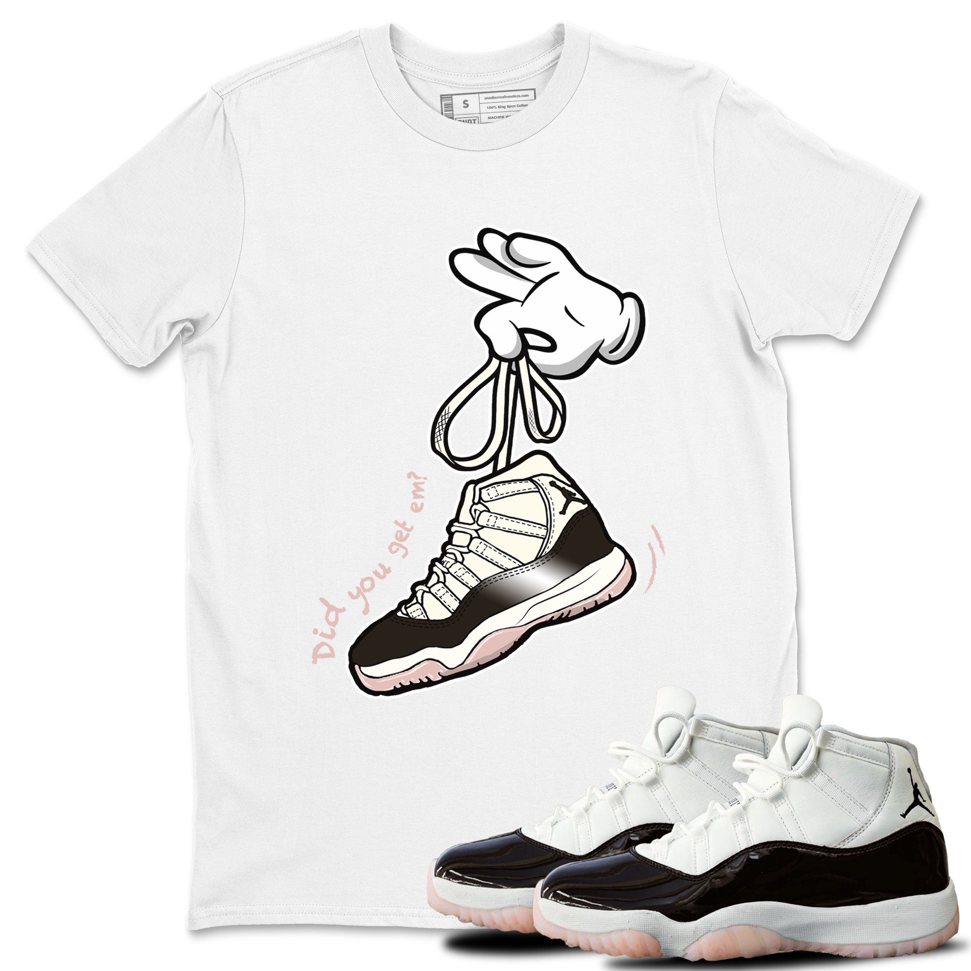 Air Jordan 11 Neapolitan sneaker shirt to match jordans Cartoon Hands sneaker tees Jordan 11 WMNS Neapolitan Drip Gear Zone Crew Neck Unisex Cotton Sneaker T-Shirt White 1 T-Shirt