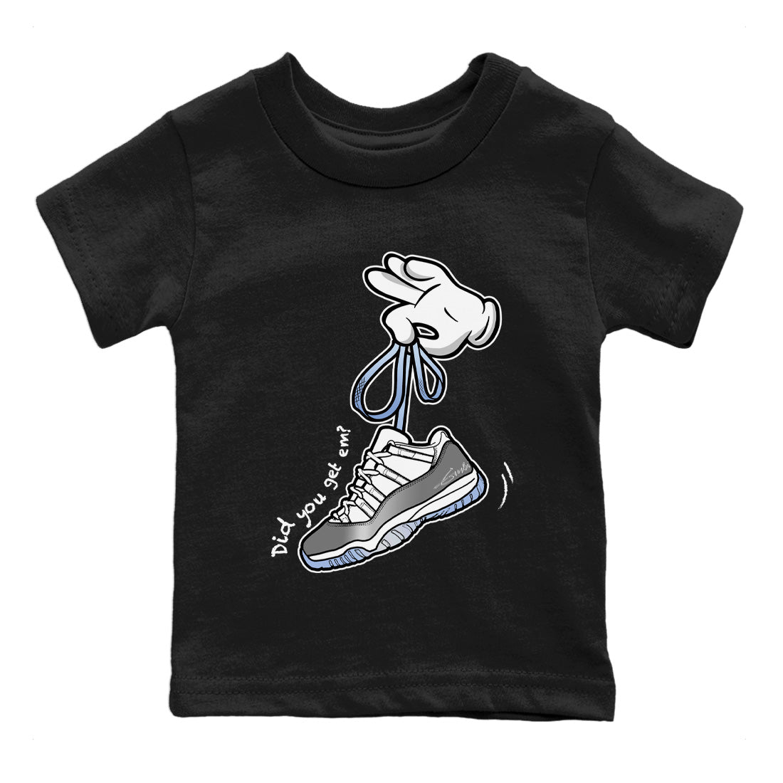 Air Jordan 11 White Cement Sneaker Match Tees Cartoon Hands Streetwear Sneaker Shirt Air Jordan 11 Cement Grey Sneaker Release Tees Kids Shirts Black 2