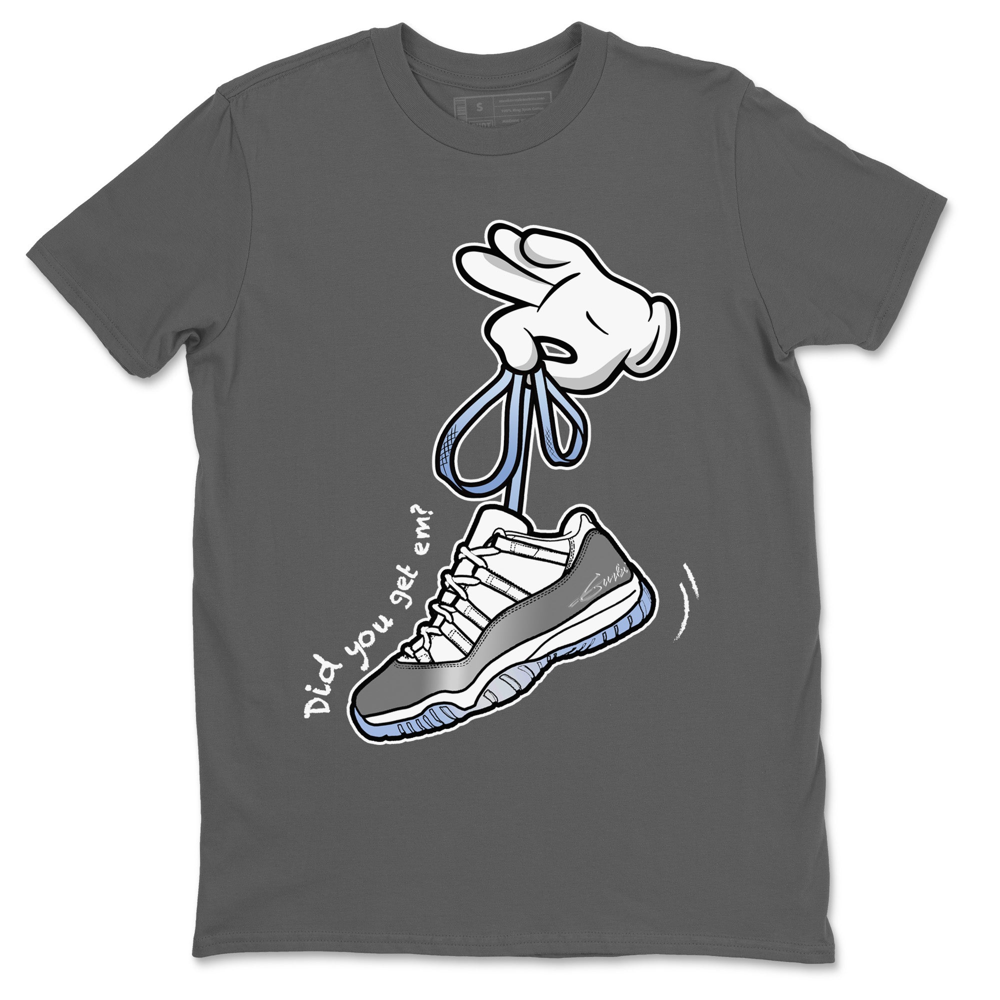 Air Jordan 11 White Cement Sneaker Match Tees Cartoon Hands Streetwear Sneaker Shirt Air Jordan 11 Cement Grey Sneaker Release Tees Unisex Shirts Cool Grey 2