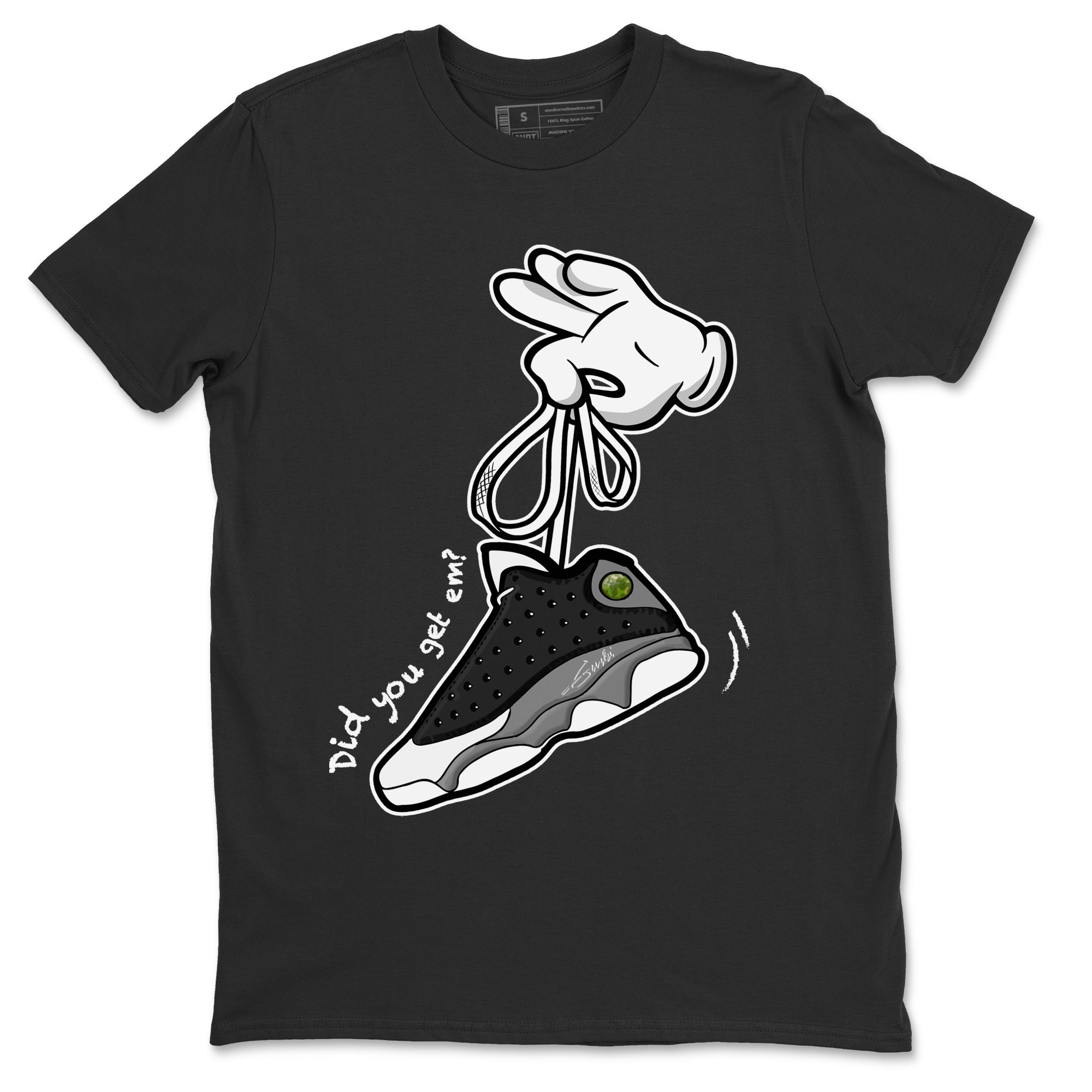 Air Jordan 13 Black Flint Sneaker Match Tees Cartoon Hands Streetwear Sneaker Shirt Air Jordan 13 Retro Black Flint Tee Unisex Shirts Black 2