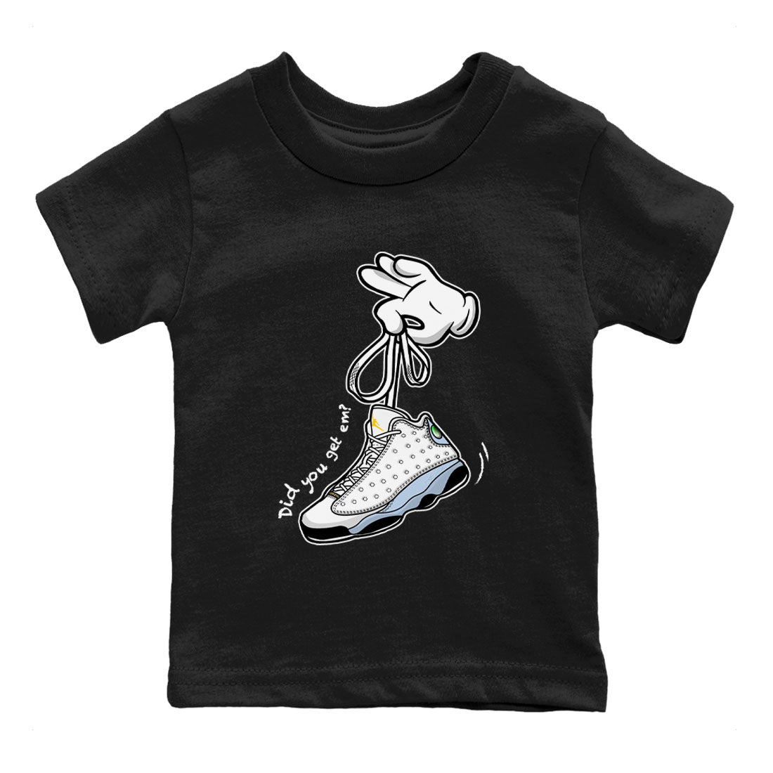 13s Blue Grey shirt to match jordans Cartoon Hands sneaker tees Air Jordan 13 Retro Blue Grey Drip Gear Zone baby toddler Black 2 cotton Shirt