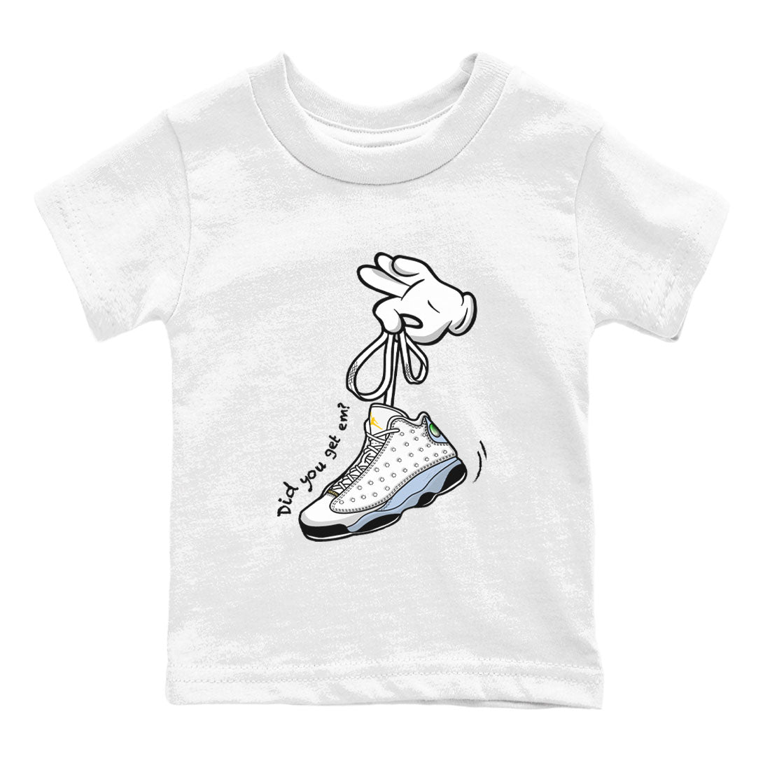 13s Blue Grey shirt to match jordans Cartoon Hands sneaker tees Air Jordan 13 Retro Blue Grey Drip Gear Zone baby toddler White 2 cotton Shirt