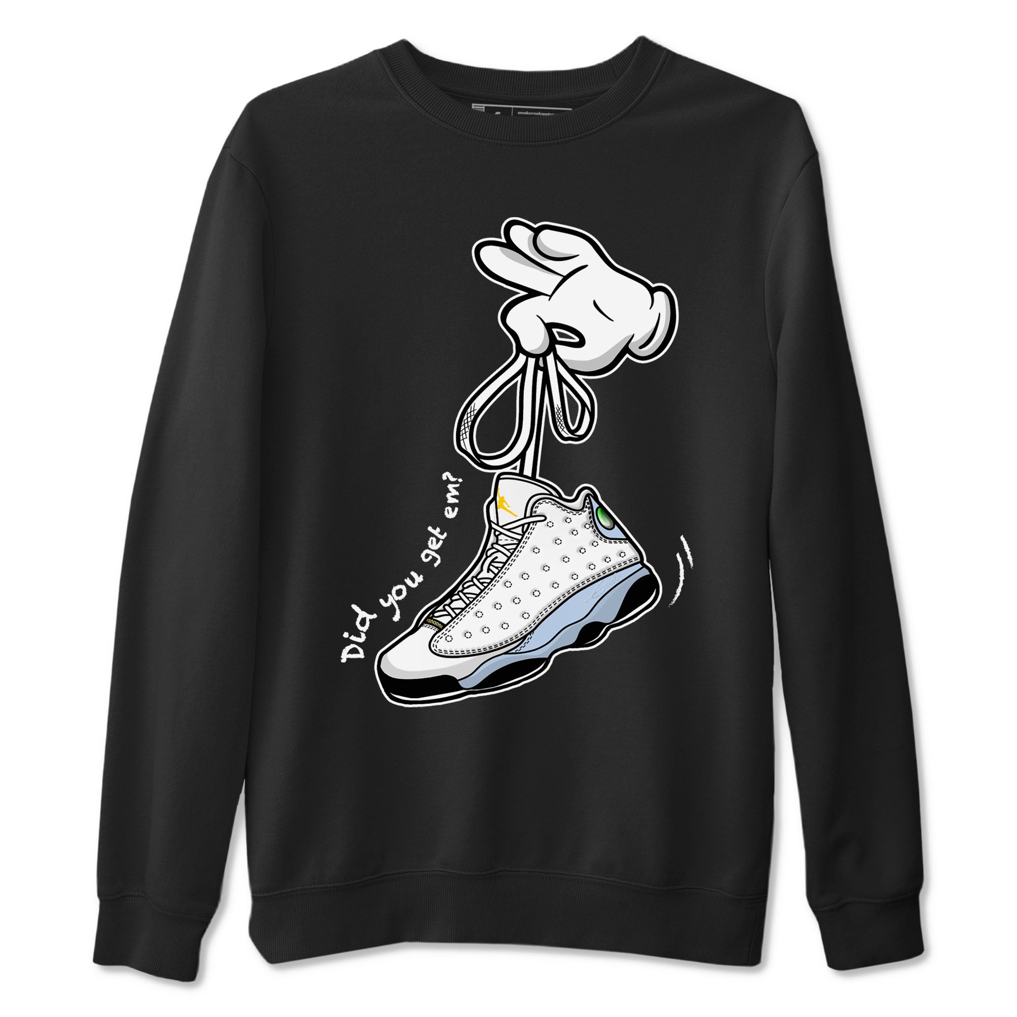 13s Blue Grey shirt to match jordans Cartoon Hands sneaker tees Air Jordan 13 Retro Blue Grey Drip Gear Zone unisex cotton Black 2 crew neck shirt