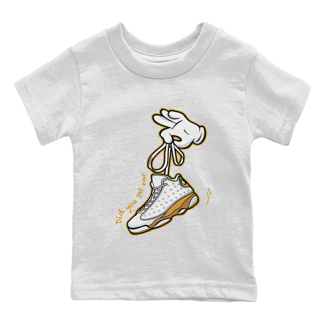 Jordan Retro 13 Wheat Sneaker Matching Tee Cartoon Hands Streetwear Sneaker Shirt Air Jordan 13 Wheat Sneaker Release Tees Kids Shirts White 2
