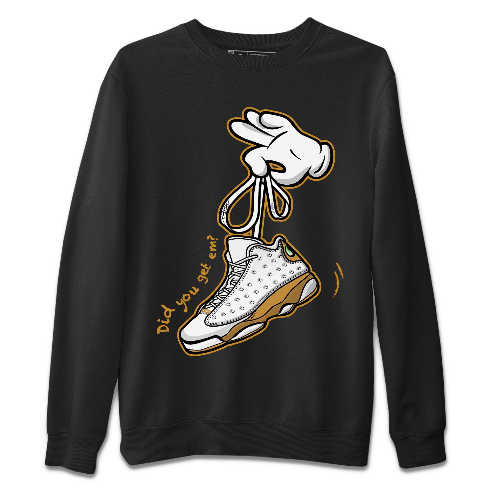 Jordan Retro 13 Wheat Sneaker Matching Tee Cartoon Hands Streetwear Sneaker Shirt Air Jordan 13 Wheat Sneaker Release Tees Unisex Shirts Black 2
