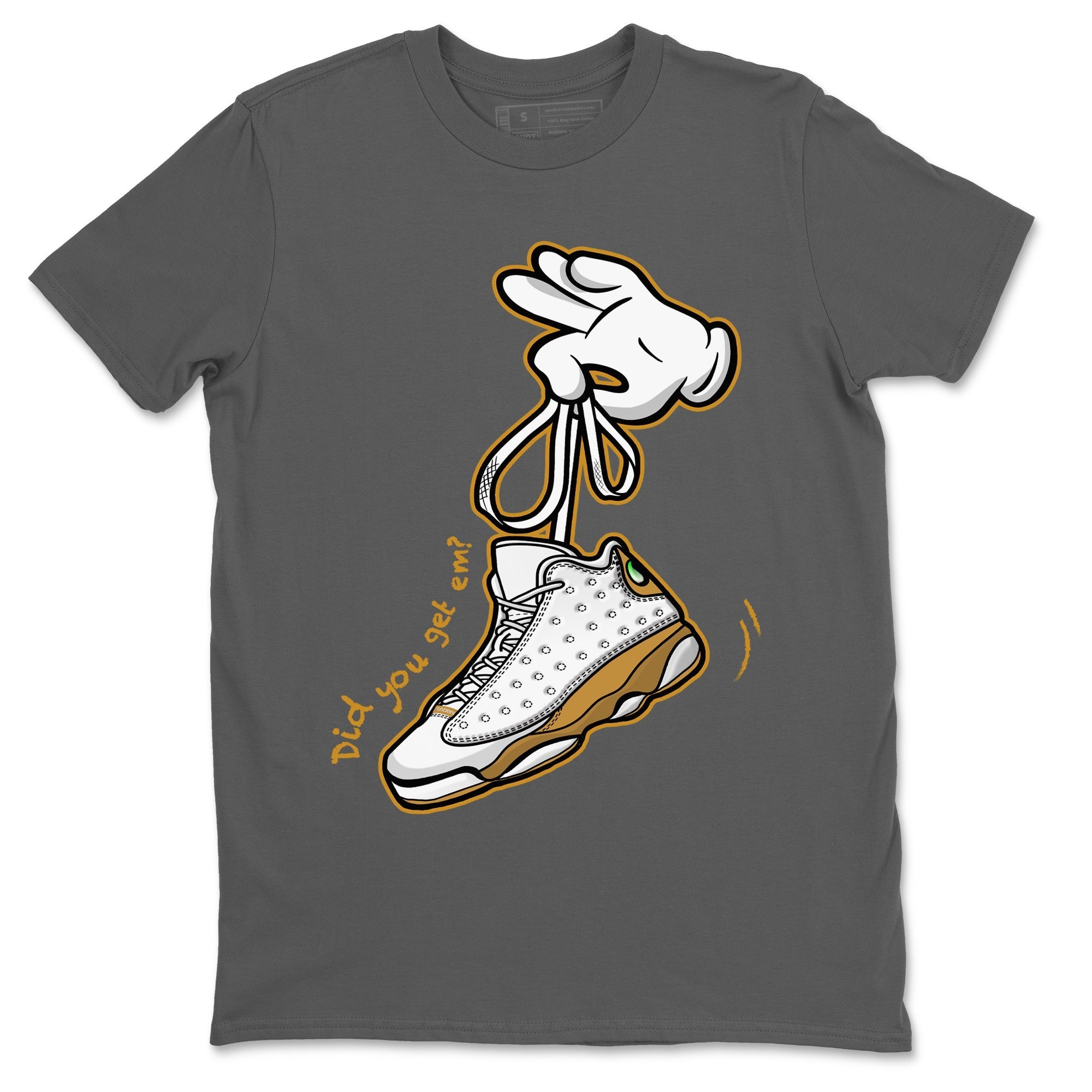 Jordan Retro 13 Wheat Sneaker Matching Tee Cartoon Hands Streetwear Sneaker Shirt Air Jordan 13 Wheat Sneaker Release Tees Unisex Shirts Cool Grey 2