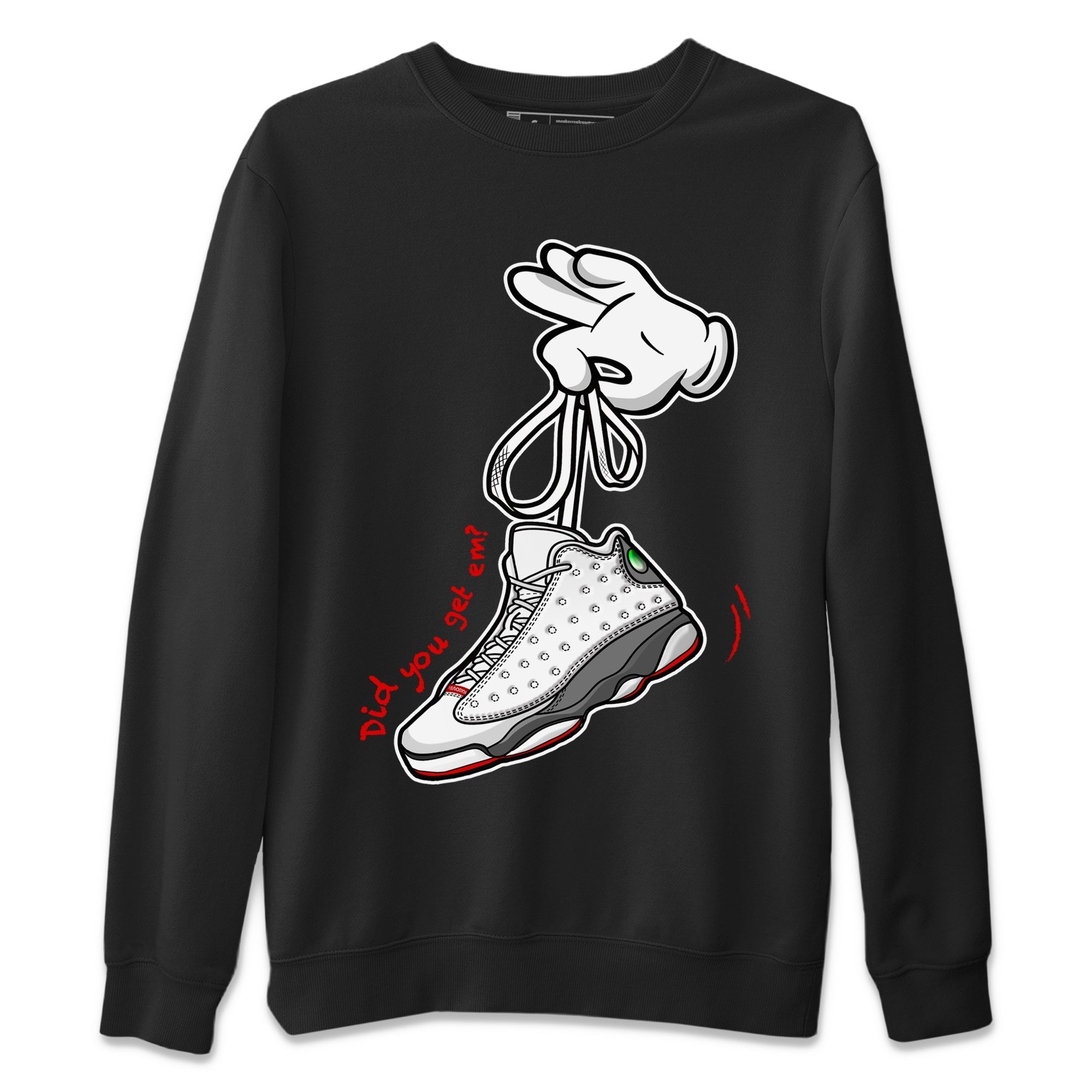 Air Jordan 13 Wolf Grey Sneaker Match Tees Cartoon Hands 13 Wolf Grey T-Shirt Sneaker Release Tees Unisex Shirts Black 2