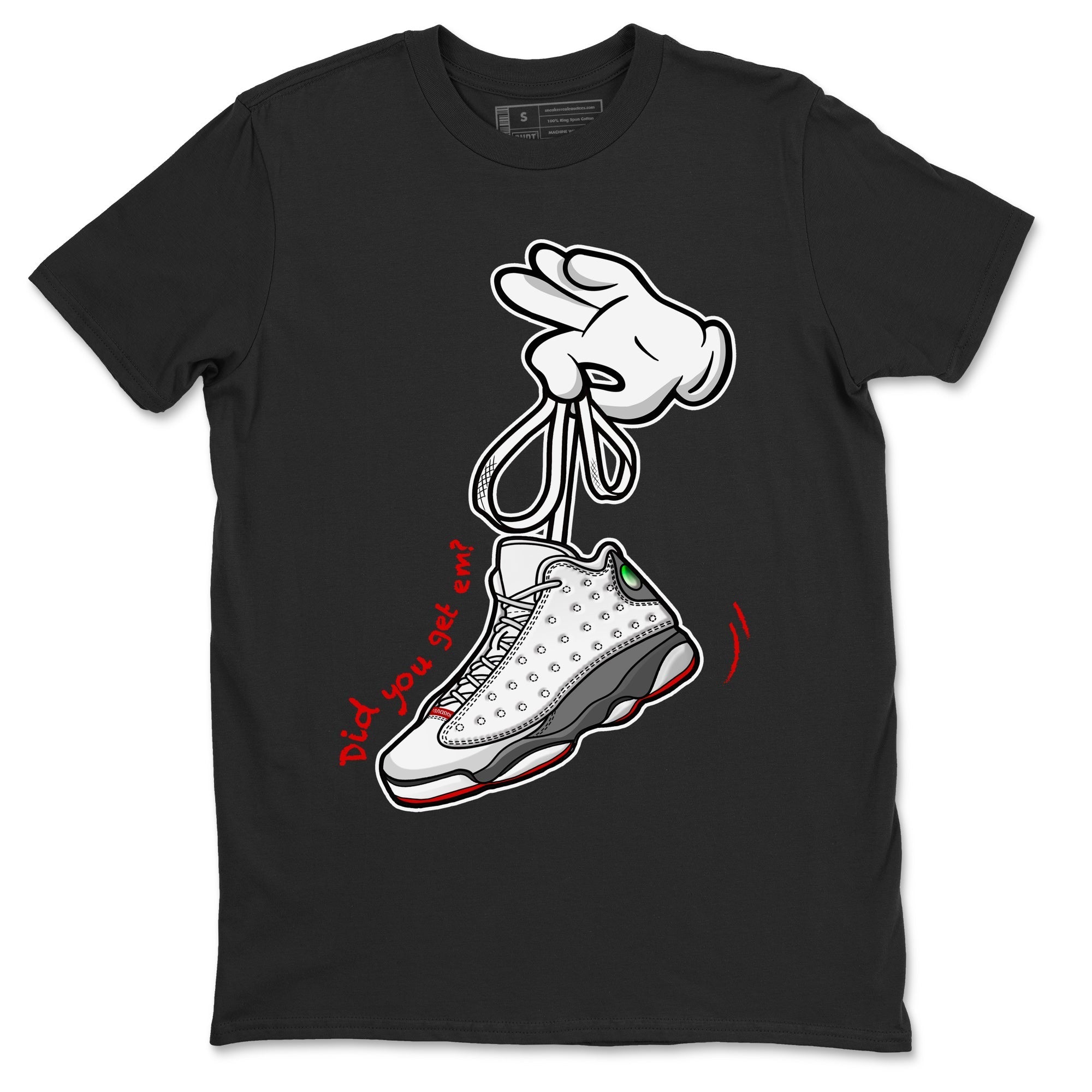 Air Jordan 13 Wolf Grey Sneaker Match Tees Cartoon Hands 13 Wolf Grey T-Shirt Sneaker Release Tees Unisex Shirts Black 2