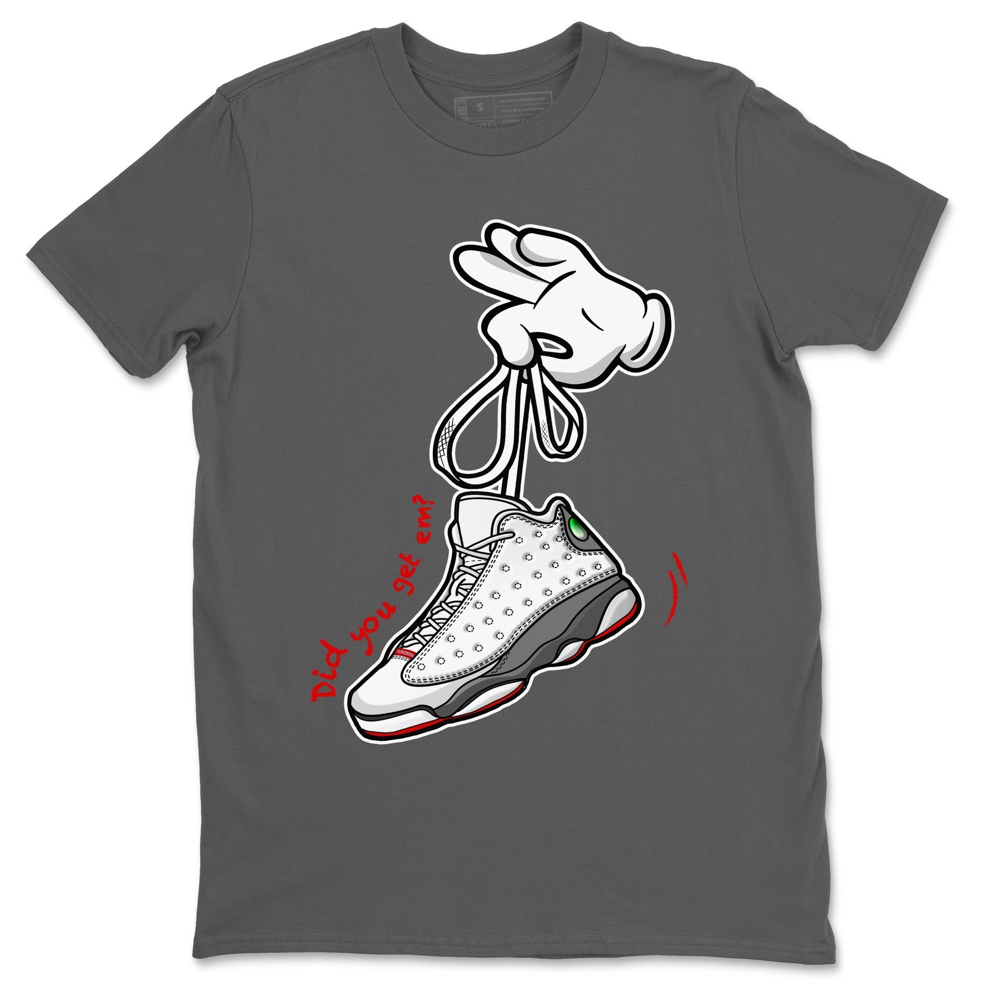 Air Jordan 13 Wolf Grey Sneaker Match Tees Cartoon Hands 13 Wolf Grey T-Shirt Sneaker Release Tees Unisex Shirts Cool Grey 2