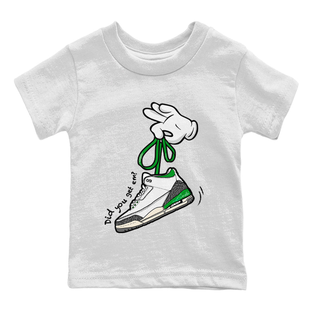 Jordan 3 Lucky Green Sneaker Matching T-Shirt Cartoon Hands Sneaker Tees Jordan 3 Lucky Green Sneaker Release Tees Kids Shirts