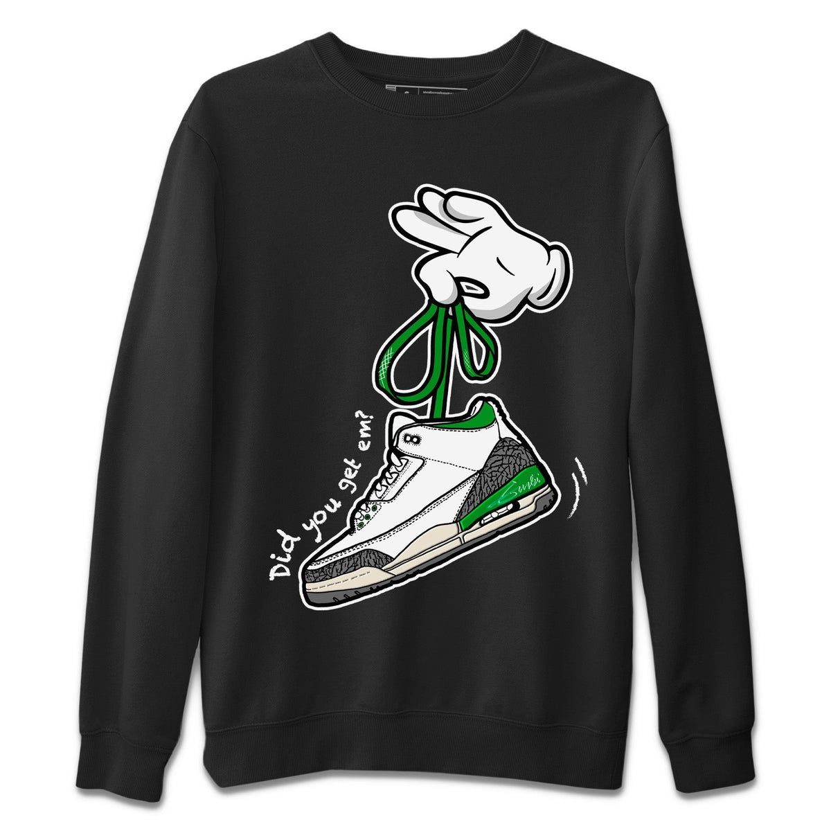 Jordan 3 Lucky Green Sneaker Matching T-Shirt Cartoon Hands Sneaker Tees Jordan 3 Lucky Green Sneaker Release Tees Crew Neck Tees