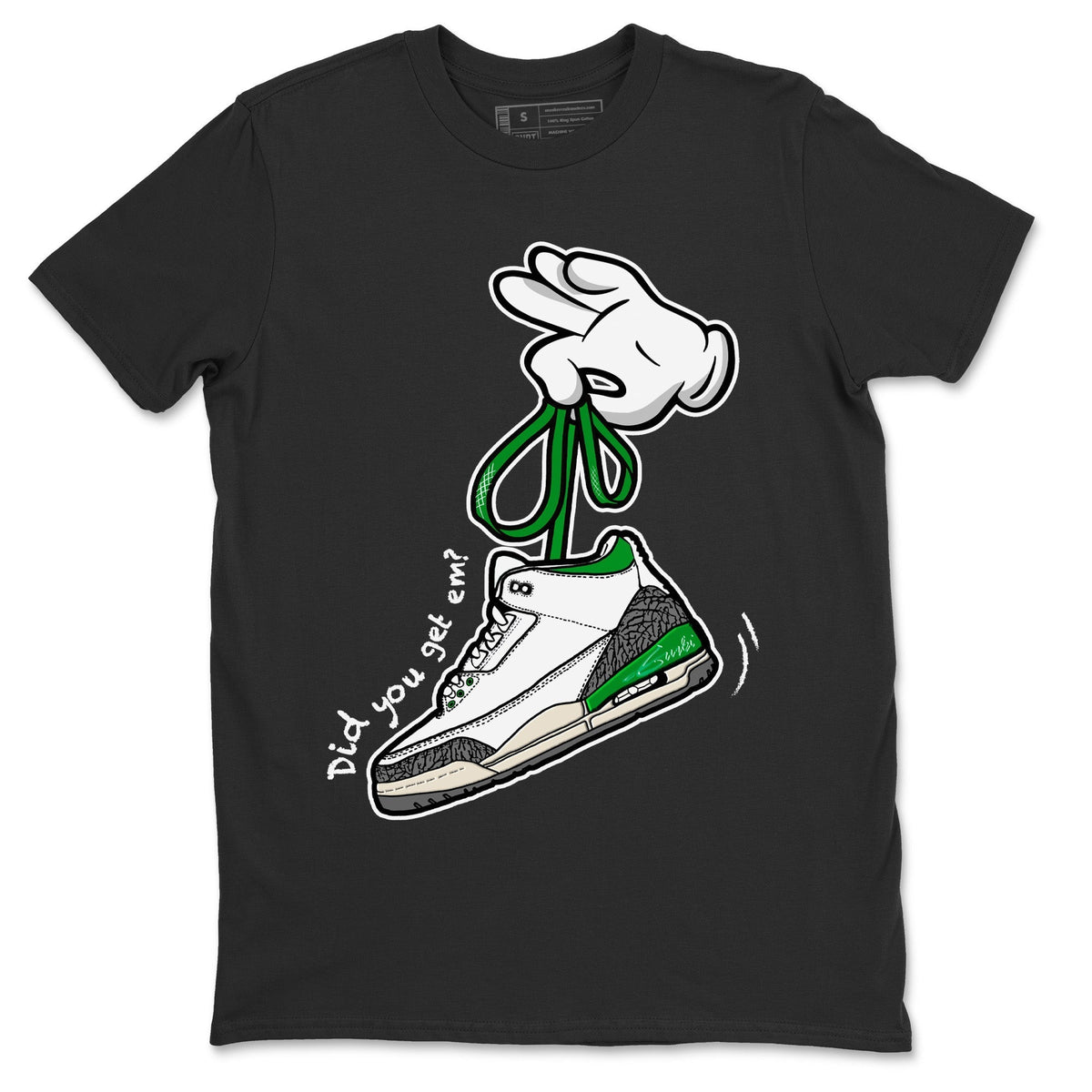 Jordan 3 Lucky Green Sneaker Matching T-Shirt Cartoon Hands Sneaker Tees Jordan 3 Lucky Green Sneaker Release Tees Crew Neck Tees