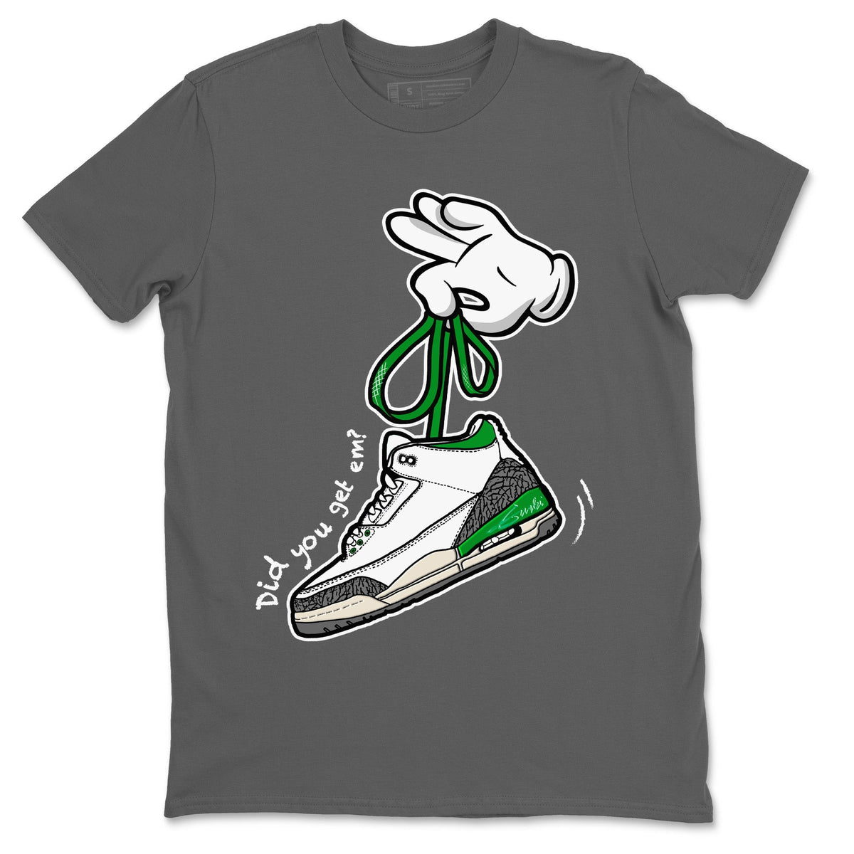 Jordan 3 Lucky Green Sneaker Matching T-Shirt Cartoon Hands Sneaker Tees Jordan 3 Lucky Green Sneaker Release Tees Crew Neck Tees