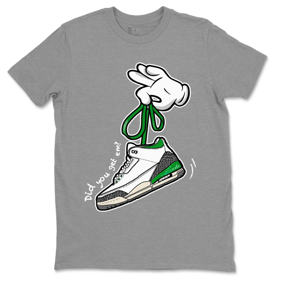 Jordan 3 Lucky Green Sneaker Matching T-Shirt Cartoon Hands Sneaker Tees Jordan 3 Lucky Green Sneaker Release Tees Crew Neck Tees