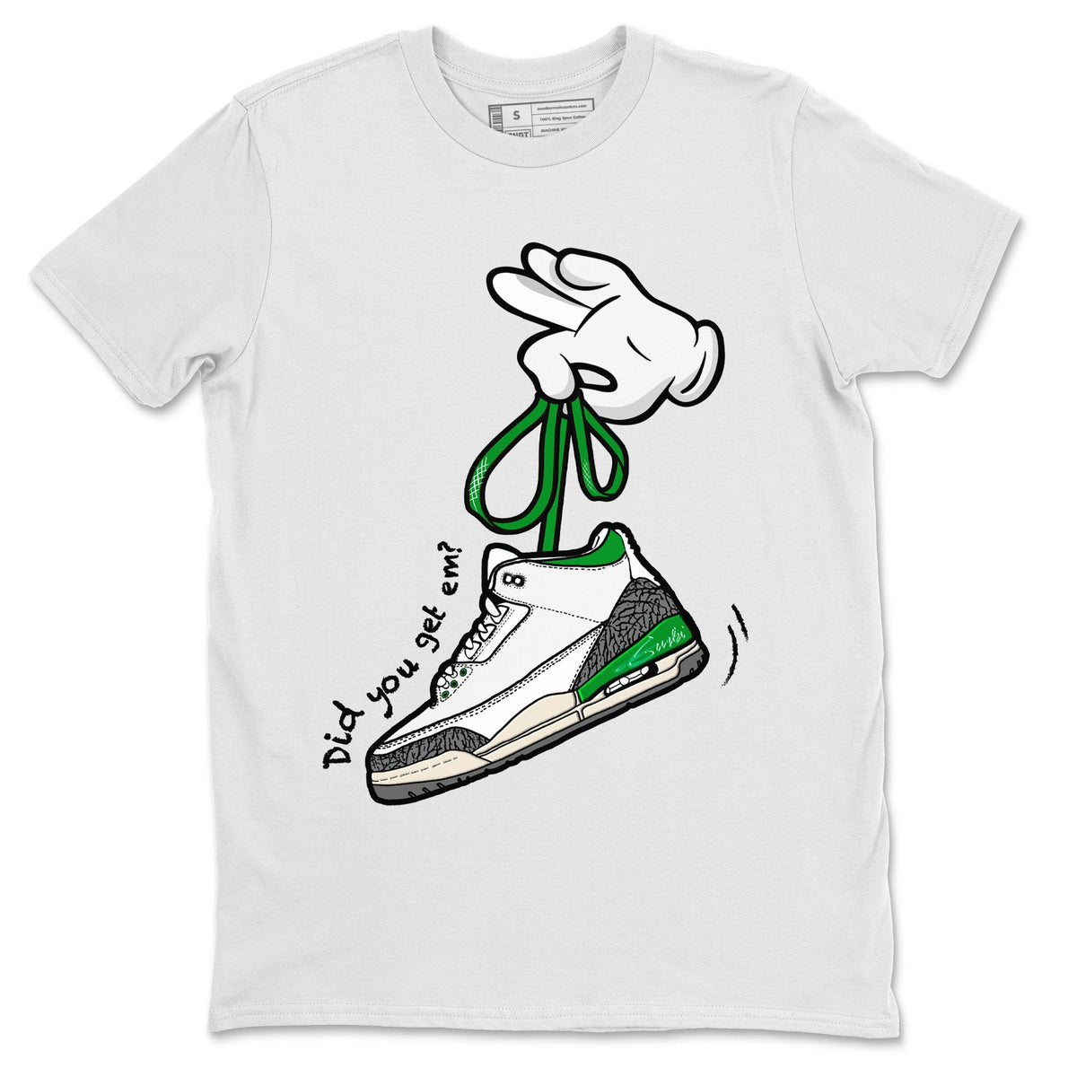 Jordan 3 Lucky Green Sneaker Matching T-Shirt Cartoon Hands Sneaker Tees Jordan 3 Lucky Green Sneaker Release Tees Crew Neck Tees