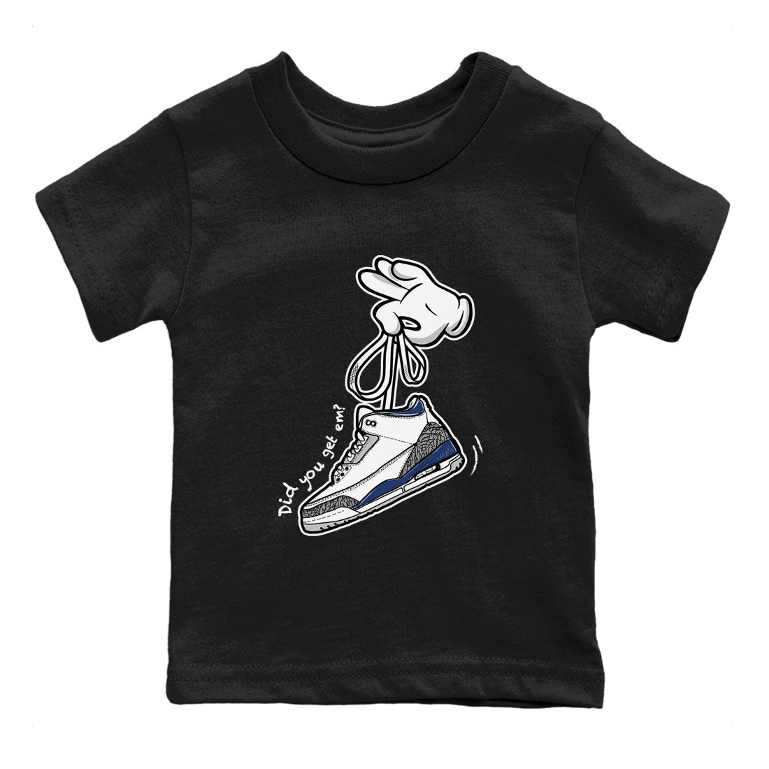 3s Midnight Navy shirt to match jordans Cartoon Hands sneaker match tee Air Jordan 3 Midnight Navy Drip Gear Zone baby toddler Black 2 cotton Shirt