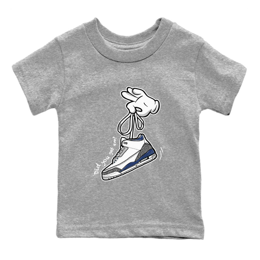 3s Midnight Navy shirt to match jordans Cartoon Hands sneaker match tee Air Jordan 3 Midnight Navy Drip Gear Zone baby toddler Heather Grey 2 cotton Shirt