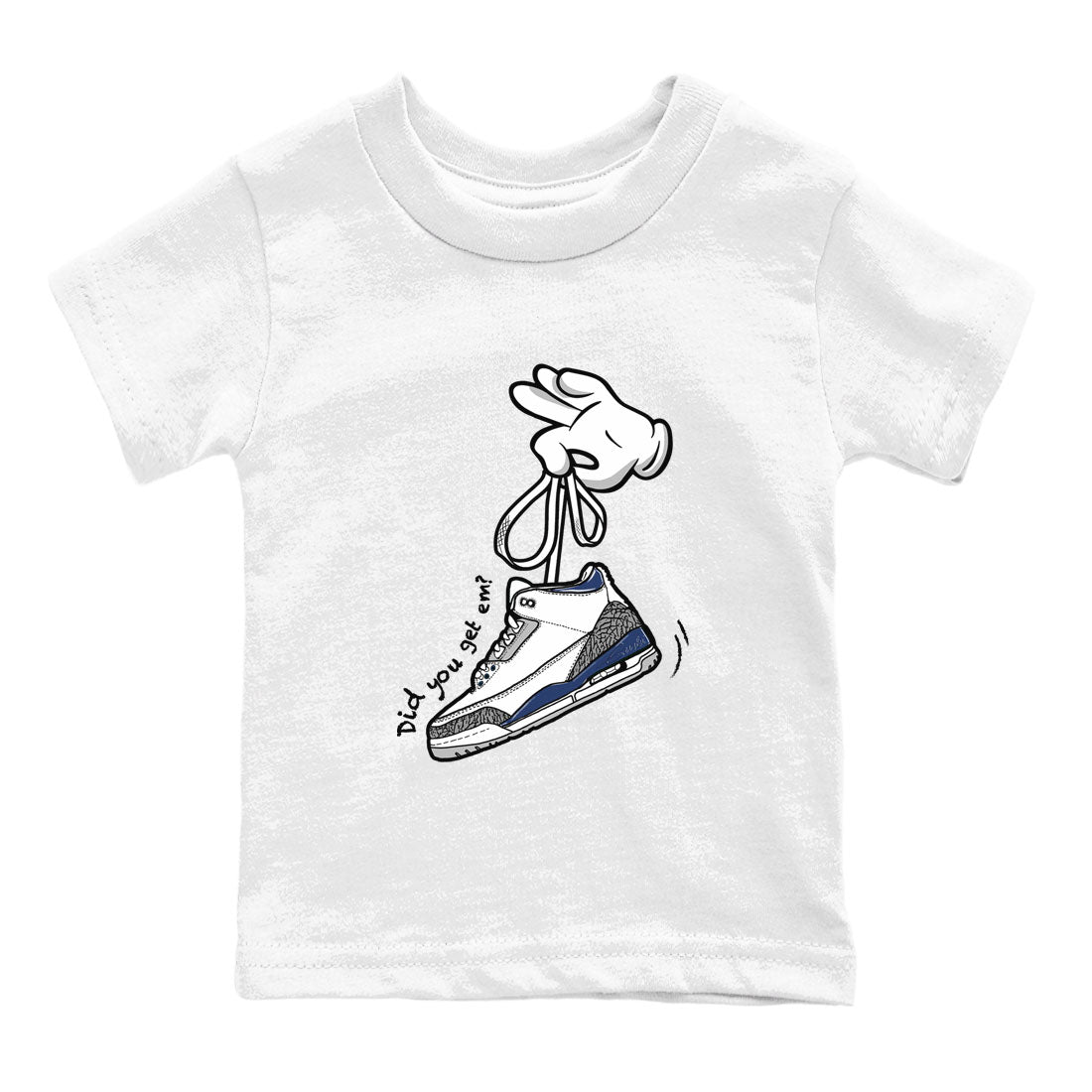 3s Midnight Navy shirt to match jordans Cartoon Hands sneaker match tee Air Jordan 3 Midnight Navy Drip Gear Zone baby toddler White 2 cotton Shirt