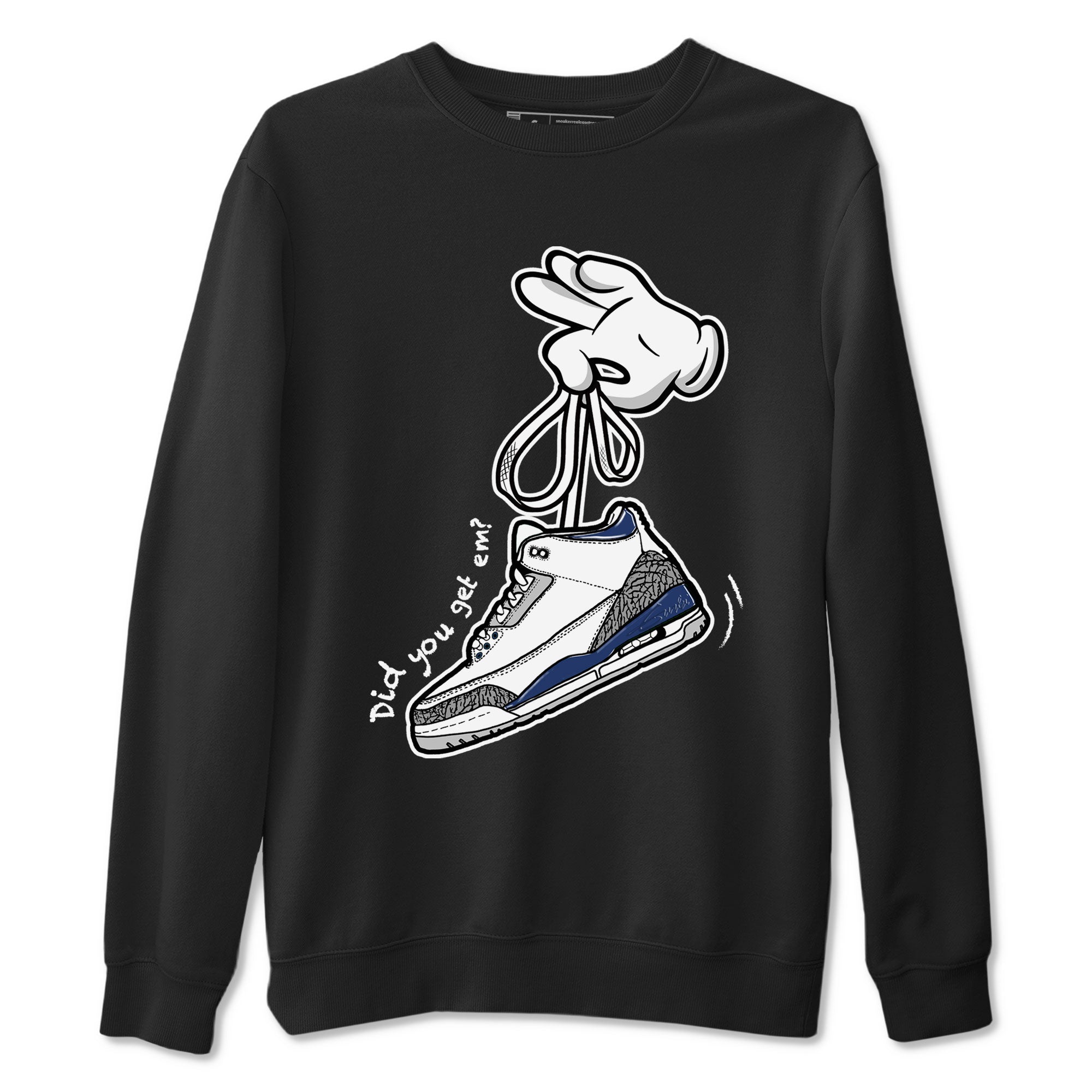 3s Midnight Navy shirt to match jordans Cartoon Hands sneaker match tee Air Jordan 3 Midnight Navy Drip Gear Zone unisex cotton Black 2 crew neck shirt
