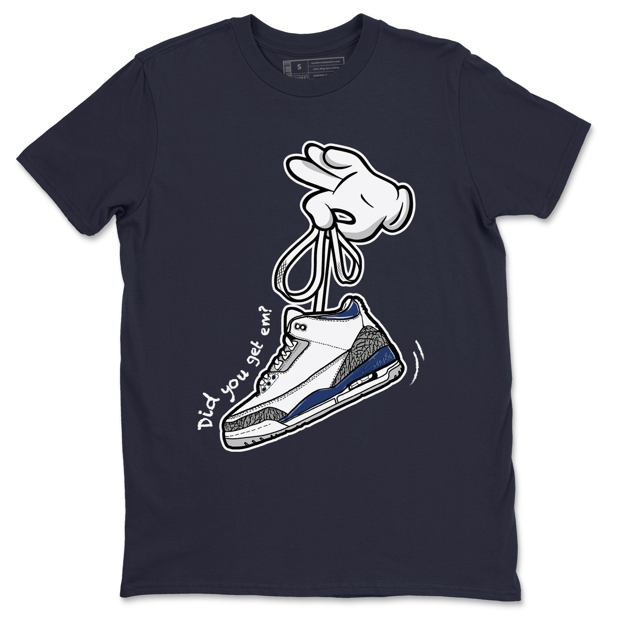 3s Midnight Navy shirt to match jordans Cartoon Hands sneaker match tee Air Jordan 3 Midnight Navy Drip Gear Zone unisex cotton Navy 2 crew neck shirt