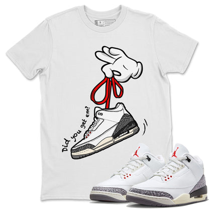 Air Jordan 3 White Cement Shirt To Match Jordans Cartoon Hands Sneaker Tees Air Jordan 3 Retro White Cement Drip Gear Zone Sneaker Matching Clothing Unisex Shirts White 1