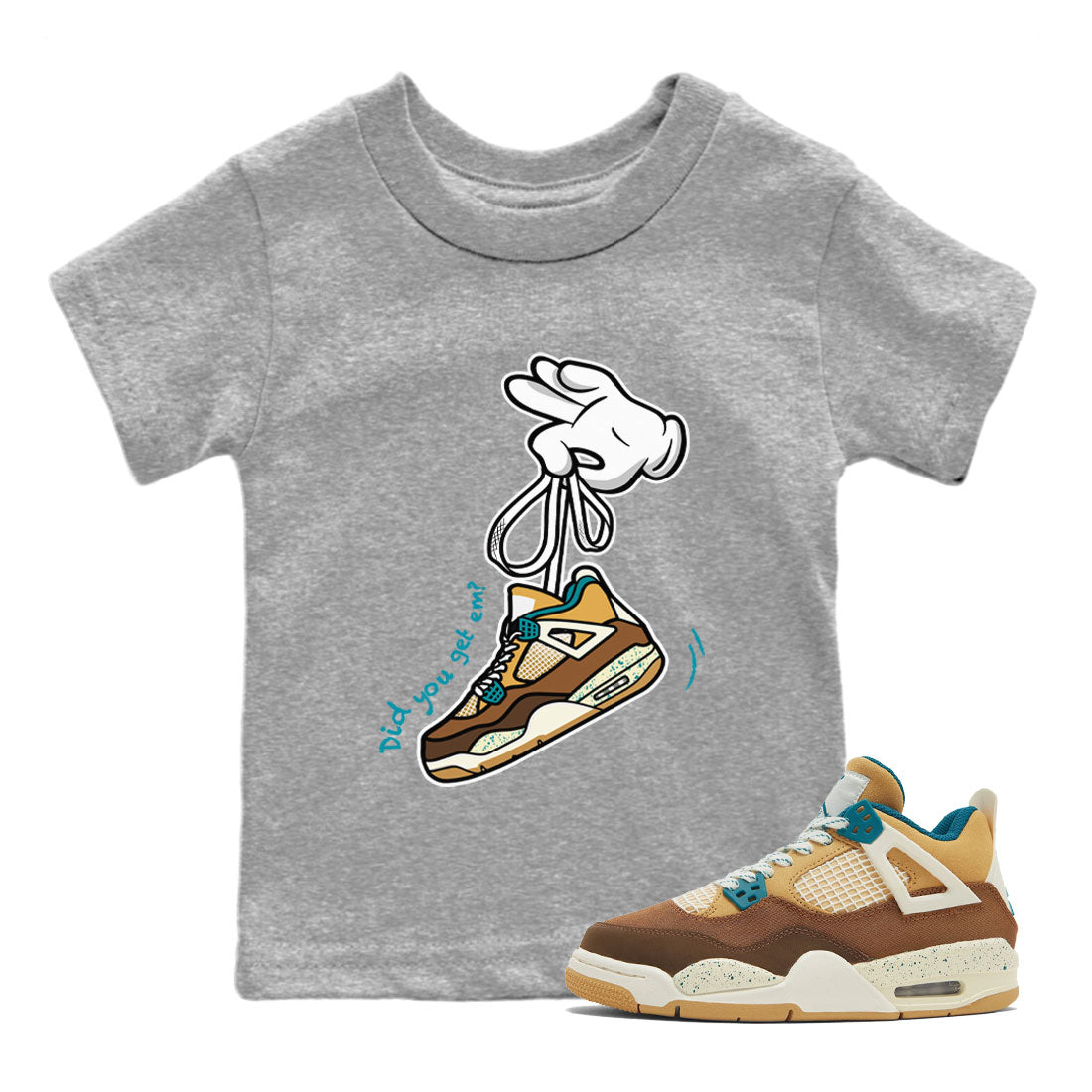 Air Jordan 4 GS Cacao Wow shirt to match jordans Cartoon Hands Streetwear Sneaker Shirt Air Jordan 4 Cacao Wow Drip Gear Zone Sneaker Matching Clothing Baby Toddler Heather Grey 1 T-Shirt