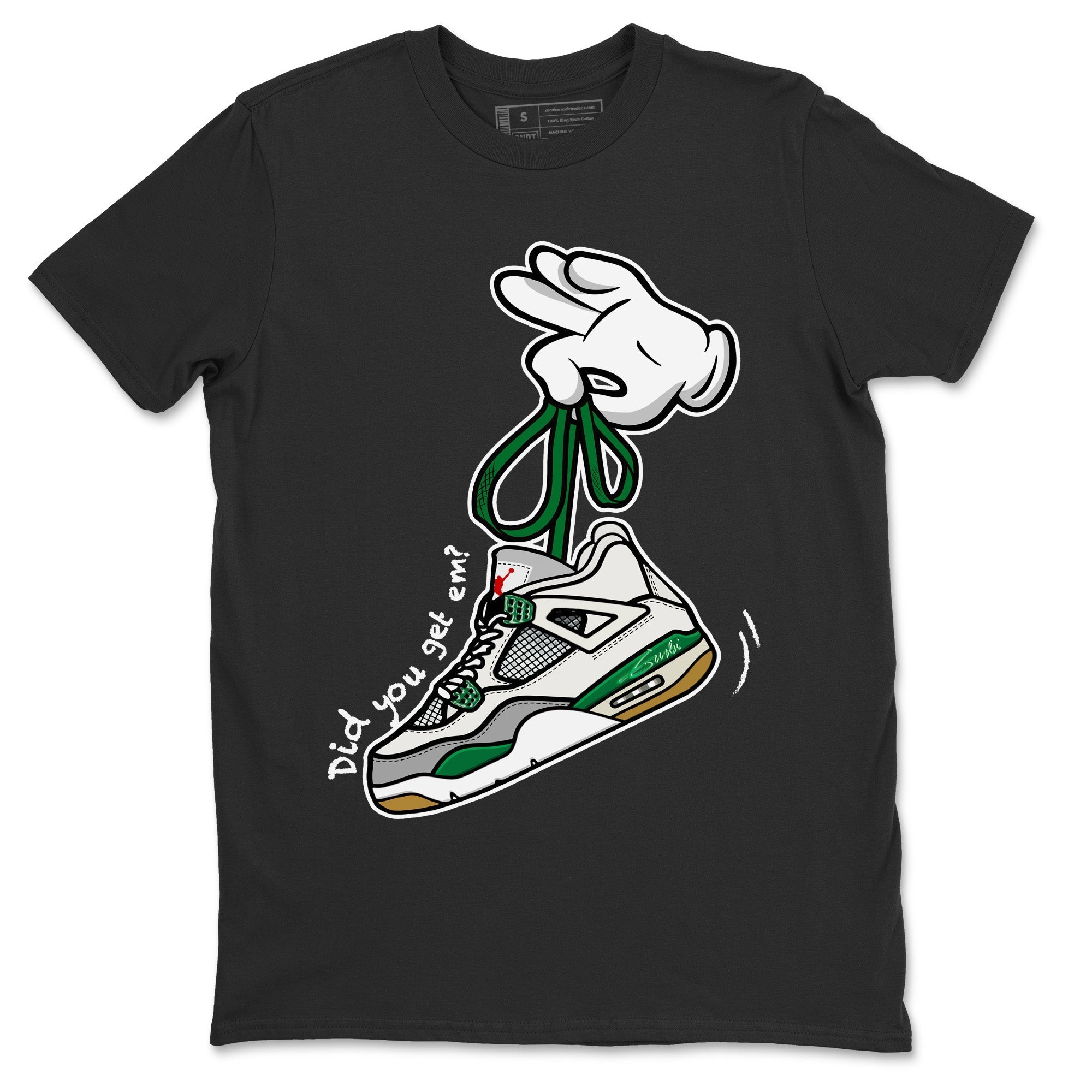 Air Jordan 4 Pine Green Sneaker Match Tees Cartoon Hands Streetwear Sneaker Shirt Nike SB Air Jordan 4 Pine Green Sneaker Release Tees Unisex Shirts Black 2