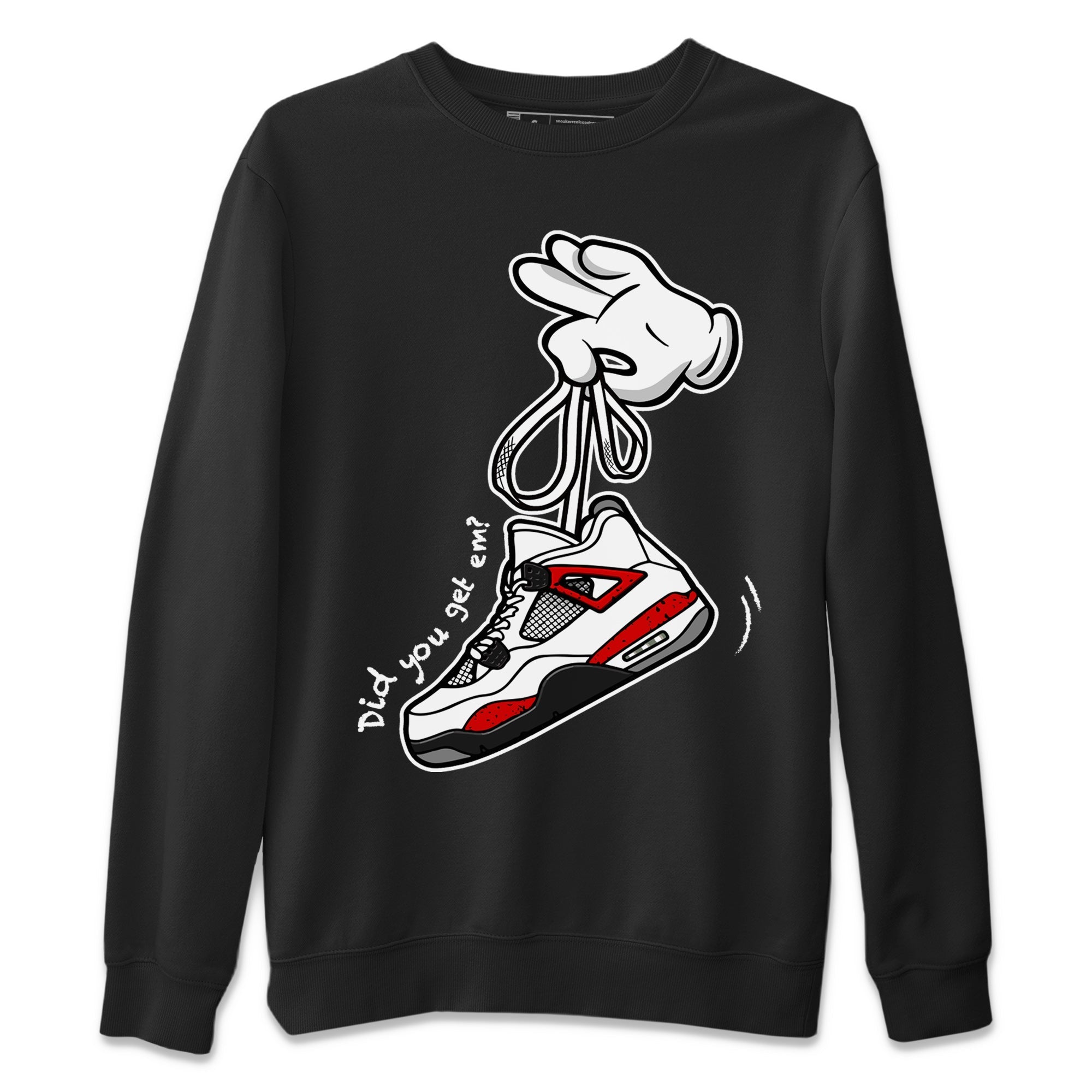 Air Jordan 4 Red Cement Sneaker Match Tees Cartoon Hands Streetwear Sneaker Shirt Air Jordan 4 Retro Red Cement Drip Gear Zone Sneaker Matching Clothing Unisex Shirts Black 2