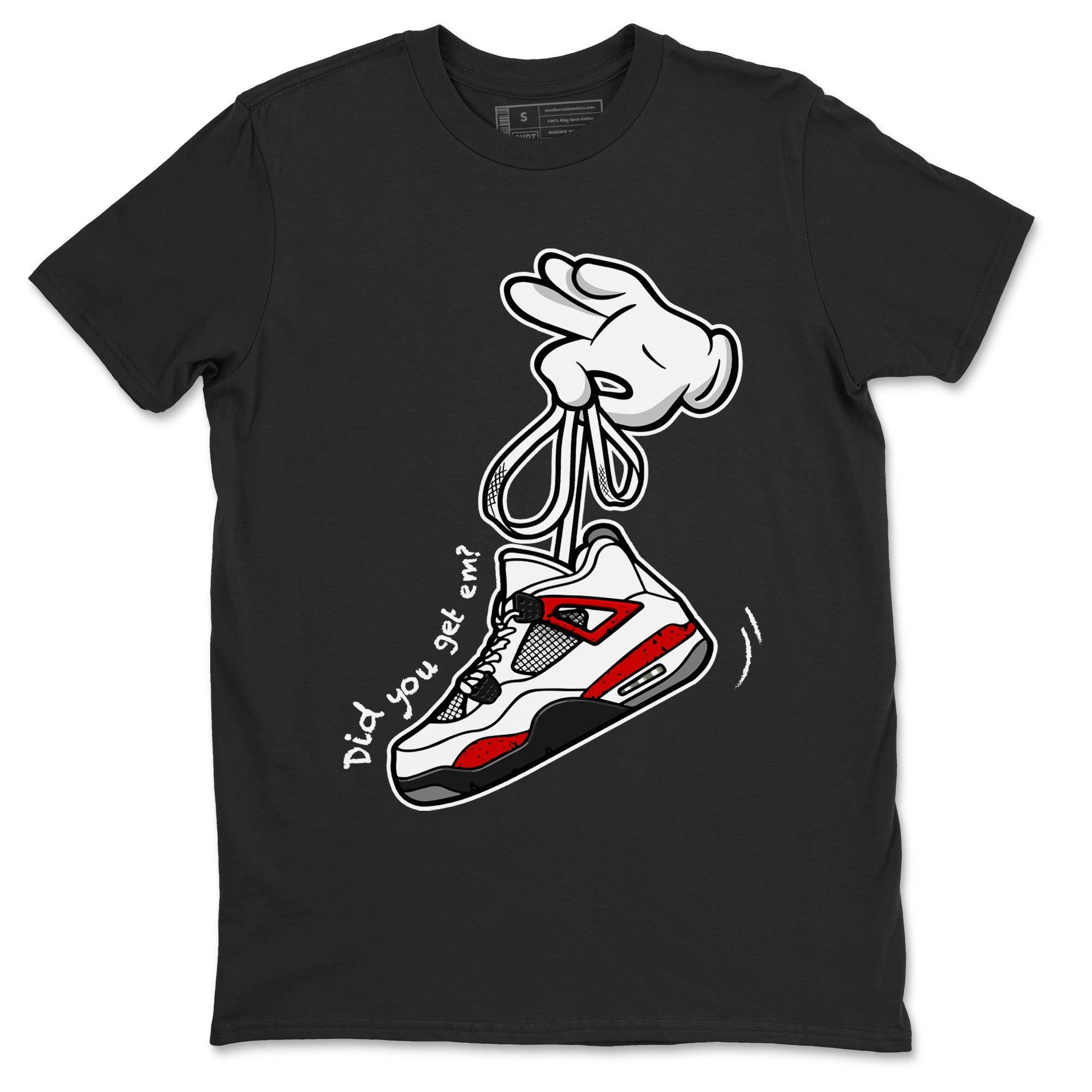 Air Jordan 4 Red Cement Sneaker Match Tees Cartoon Hands Streetwear Sneaker Shirt Air Jordan 4 Retro Red Cement Drip Gear Zone Sneaker Matching Clothing Unisex Shirts Black 2