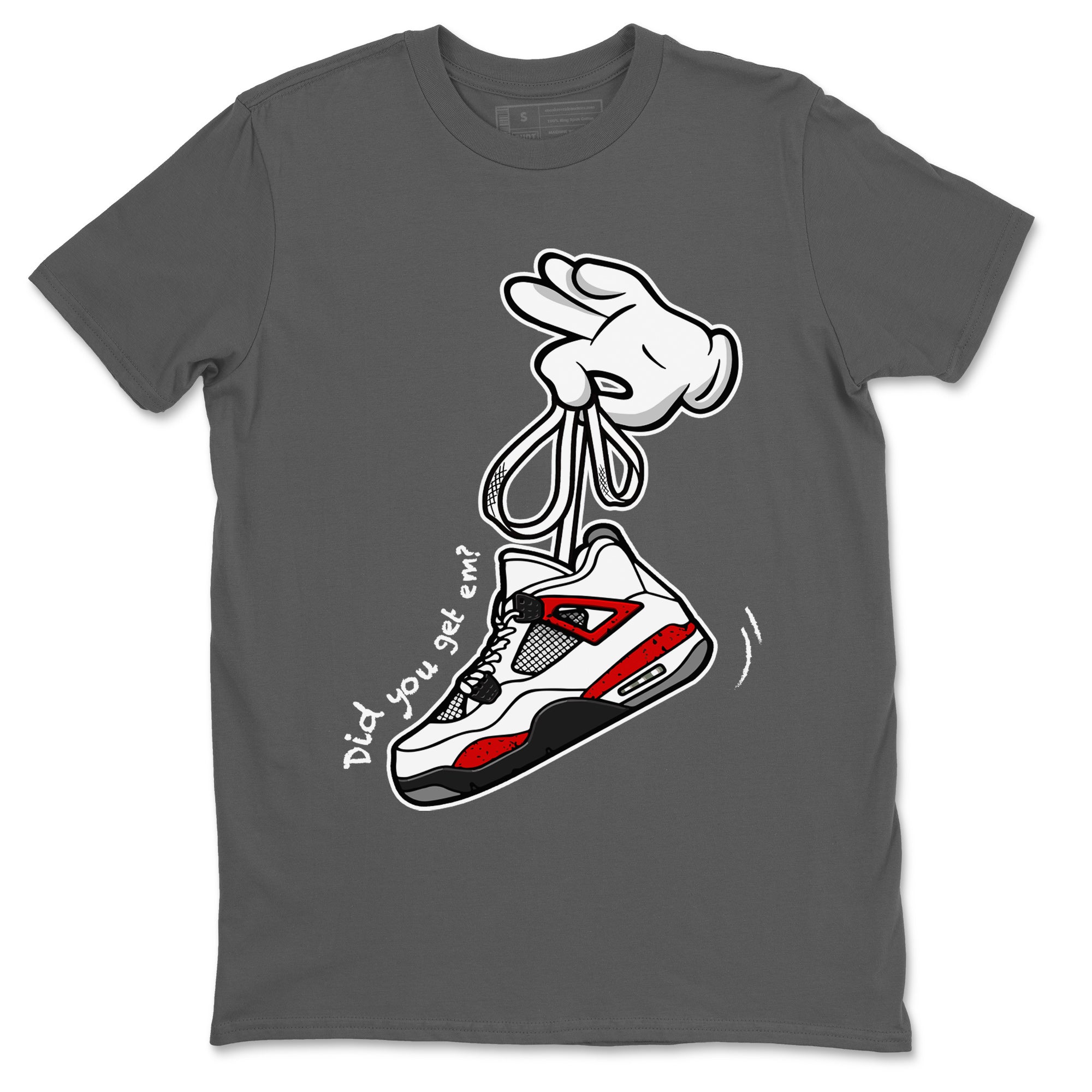 Air Jordan 4 Red Cement Sneaker Match Tees Cartoon Hands Streetwear Sneaker Shirt Air Jordan 4 Retro Red Cement Drip Gear Zone Sneaker Matching Clothing Unisex Shirts Cool Grey 2