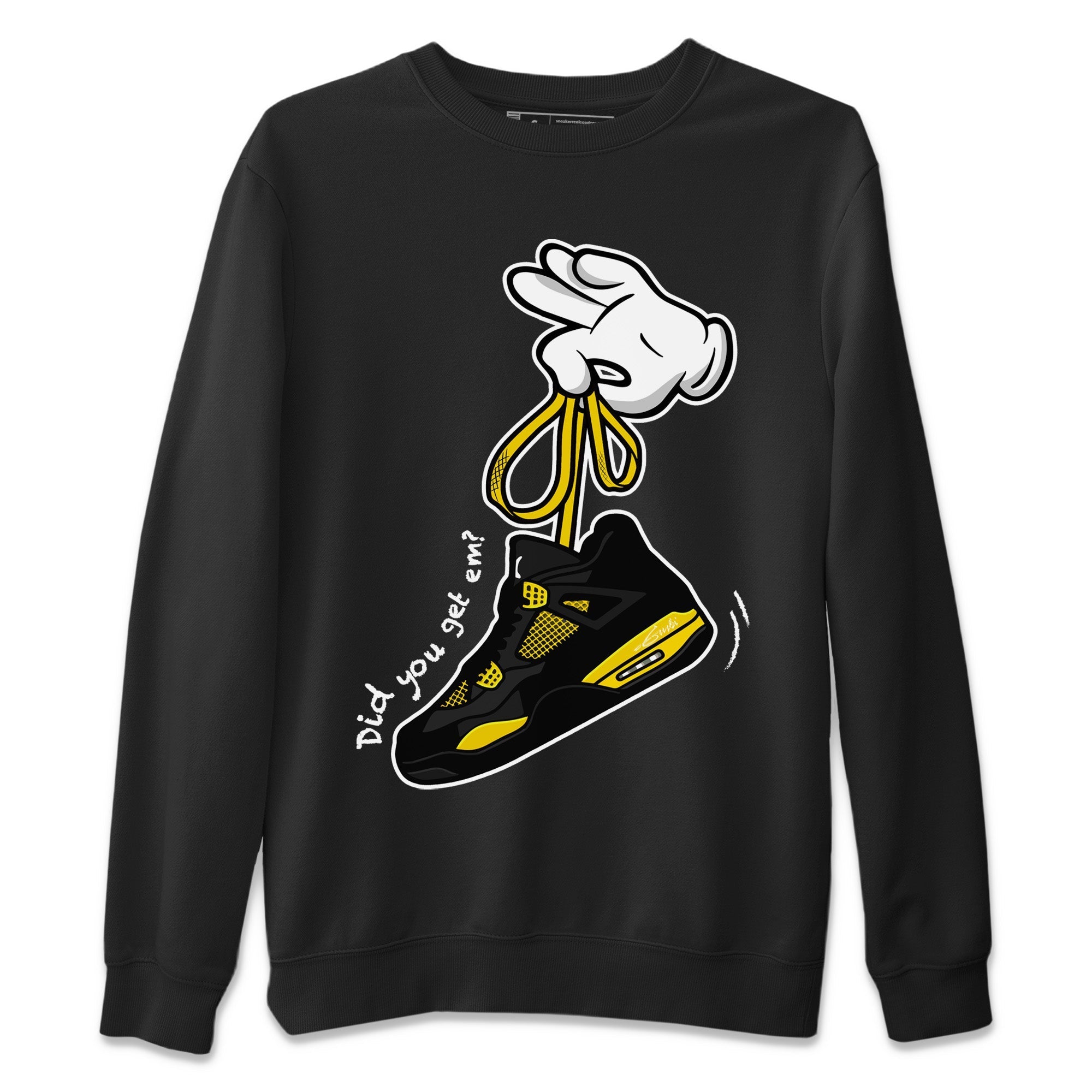 Air Jordan 4 Thunder Sneaker Match Tees Cartoon Hands Streetwear Sneaker Shirt Air Jordan 4 Retro Thunder Sneaker Release Tees Unisex Shirts Black 2
