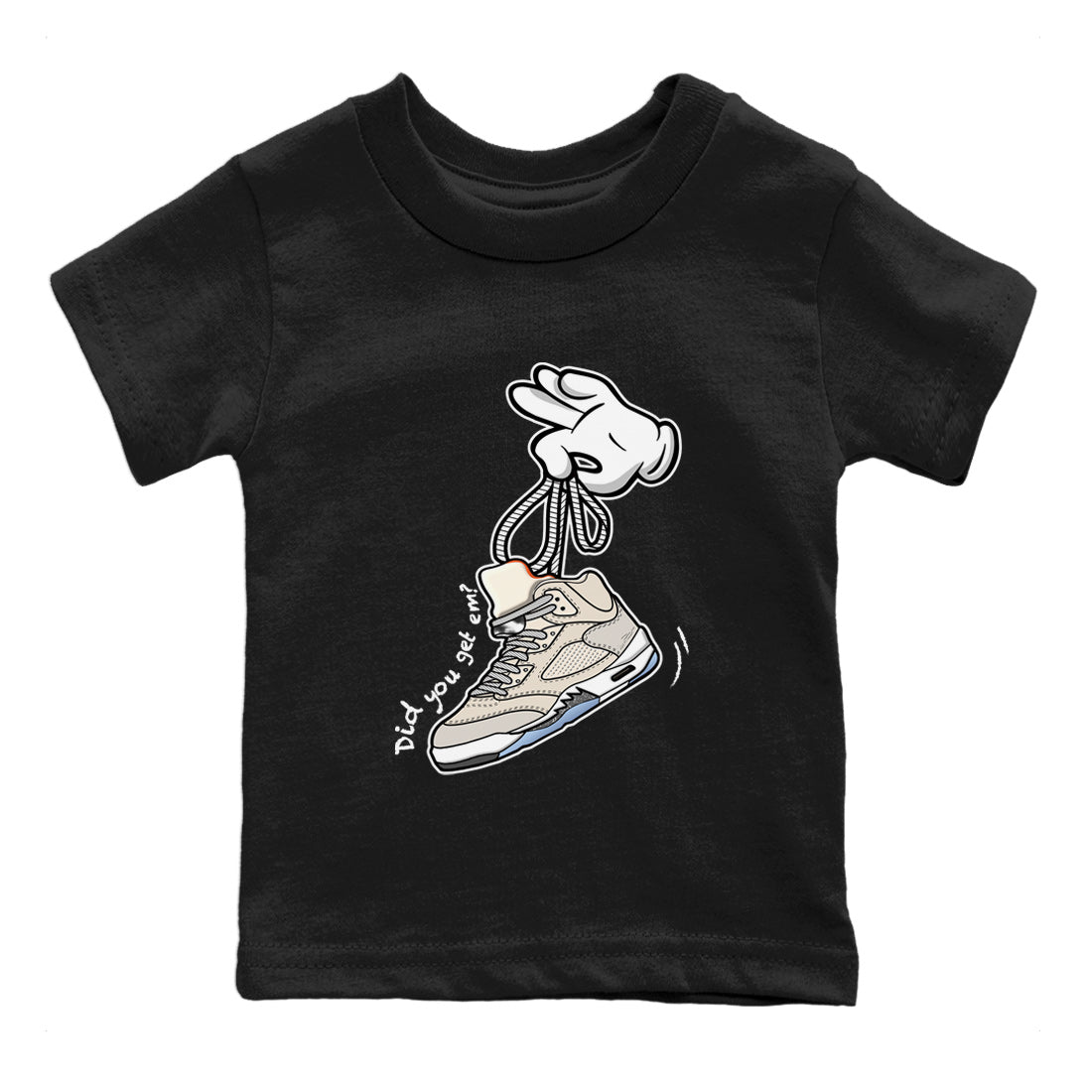 Air Jordan 5 Craft Sneaker Match Tees Cartoon Hands Streetwear Sneaker Shirt Air Jordan 5 Retro Craft Tees Kids Shirts Black 2